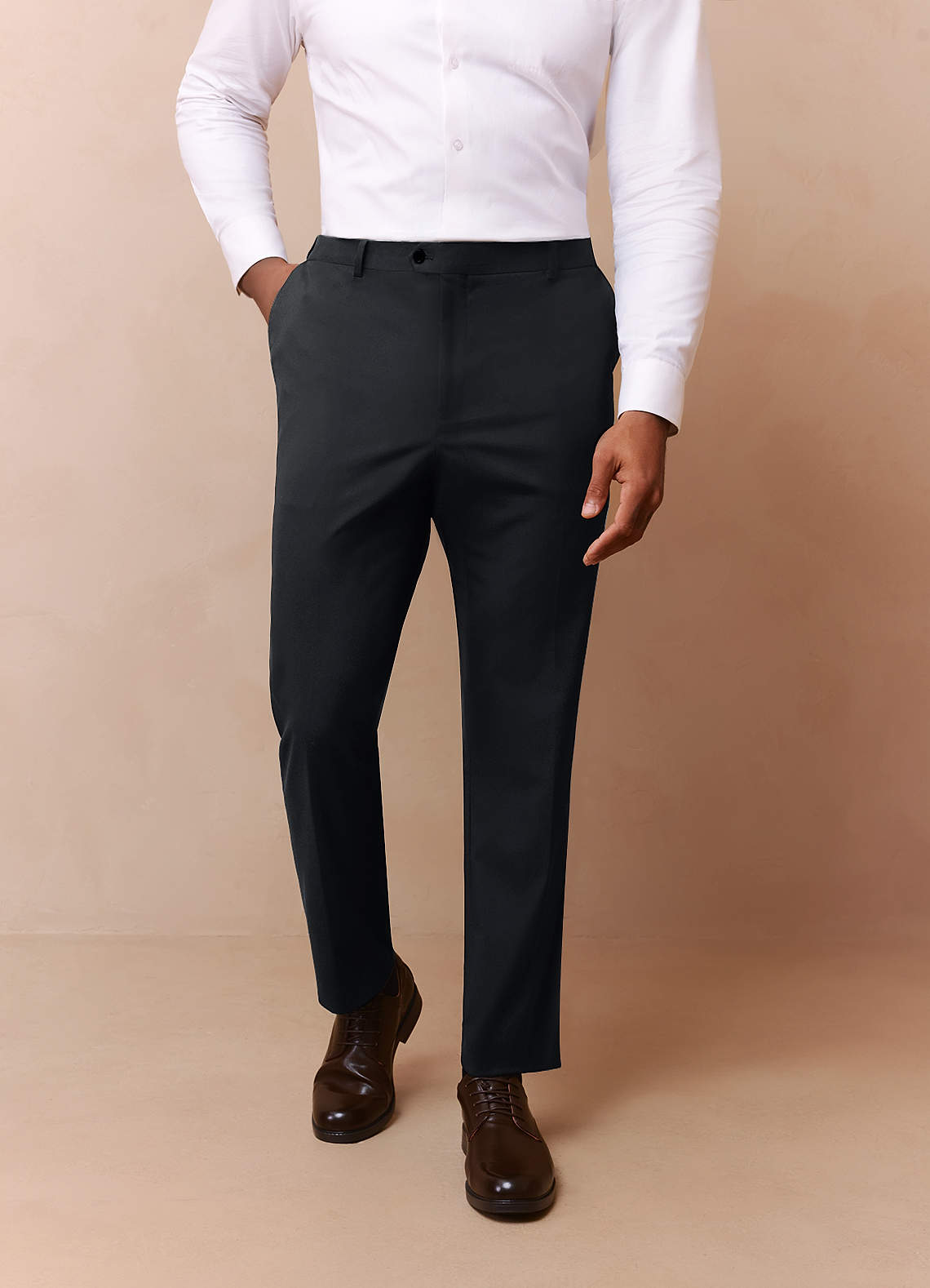 front Savile Charcoal Wool Blend Dress Pants