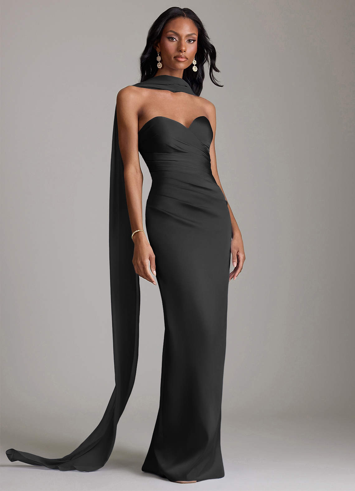 Azazie Sonora Ready to Ship Black Stretch Satin Bridesmaid Dresses