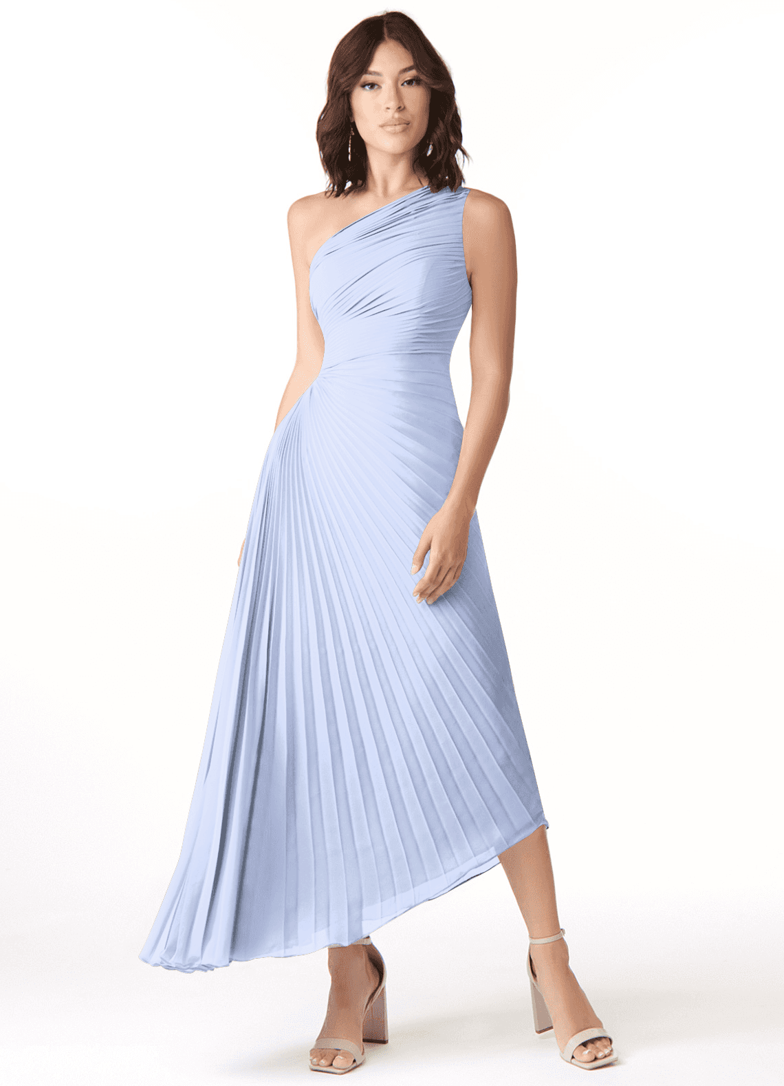 Azazie Kirra At-home Try On Dresses Wisteria A-Line One Shoulder Chiffon Dress image1