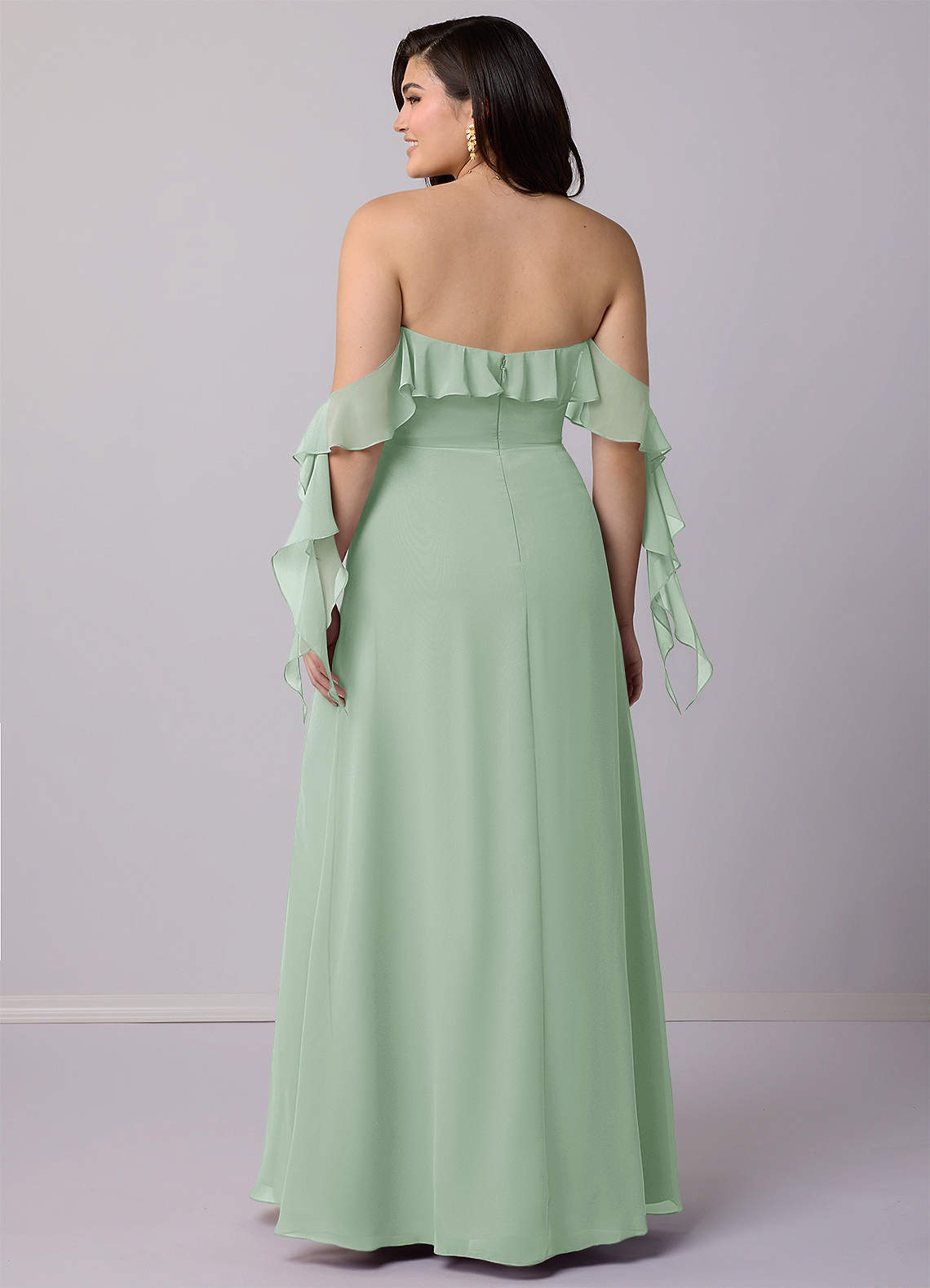 Barbie ♥ Azazie Bridesmaid Dresses Agave A-Line Off the Shoulder Chiffon Convertible Dress image7