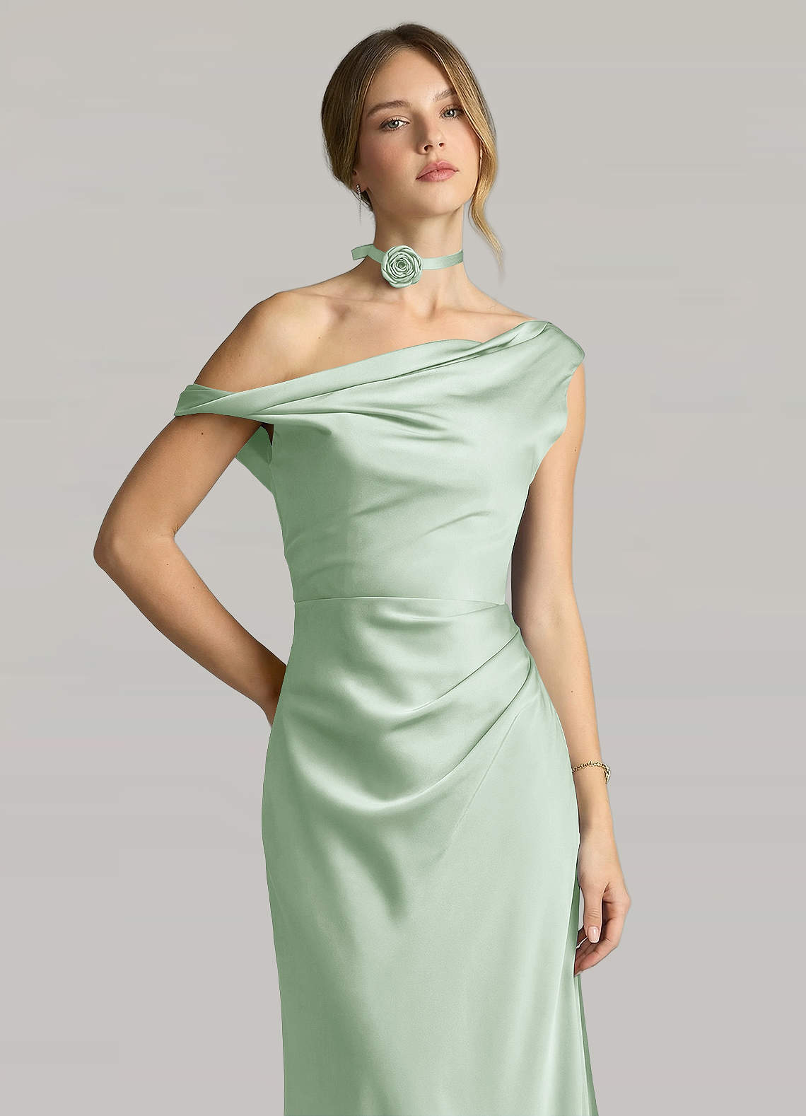 front Matching Color Rose Flower Rope Necklace