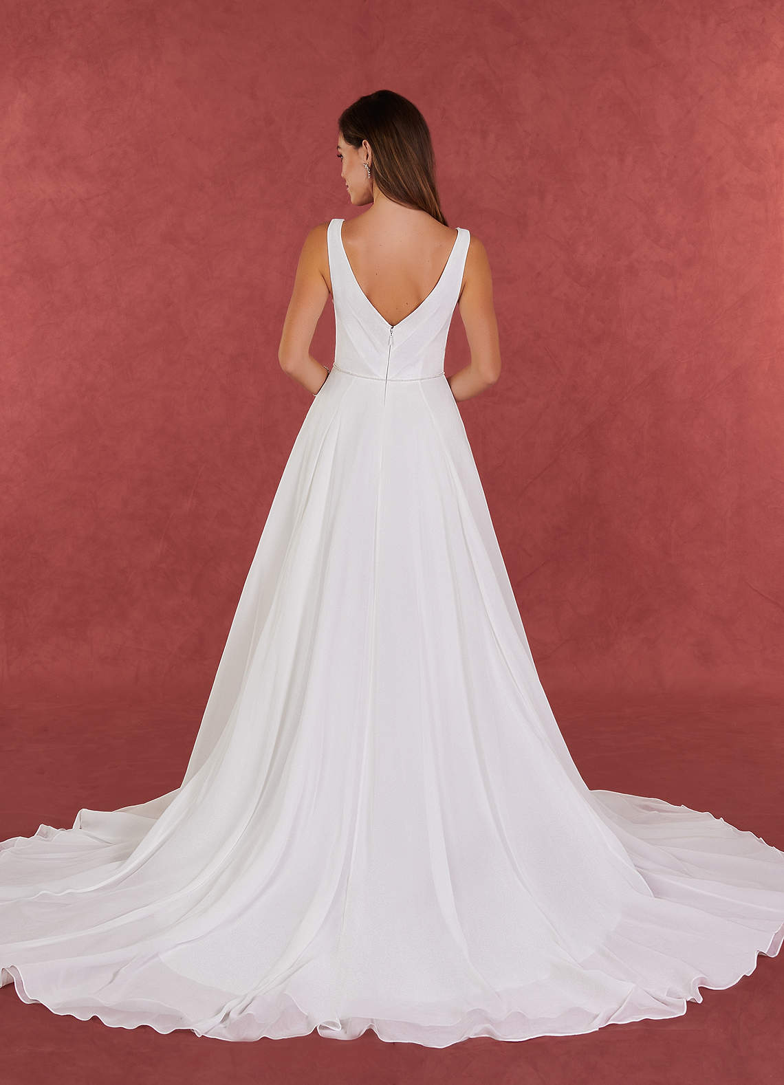 Azazie Estelle Wedding Dresses A-Line Pleated Chiffon Chapel Train Dress image1