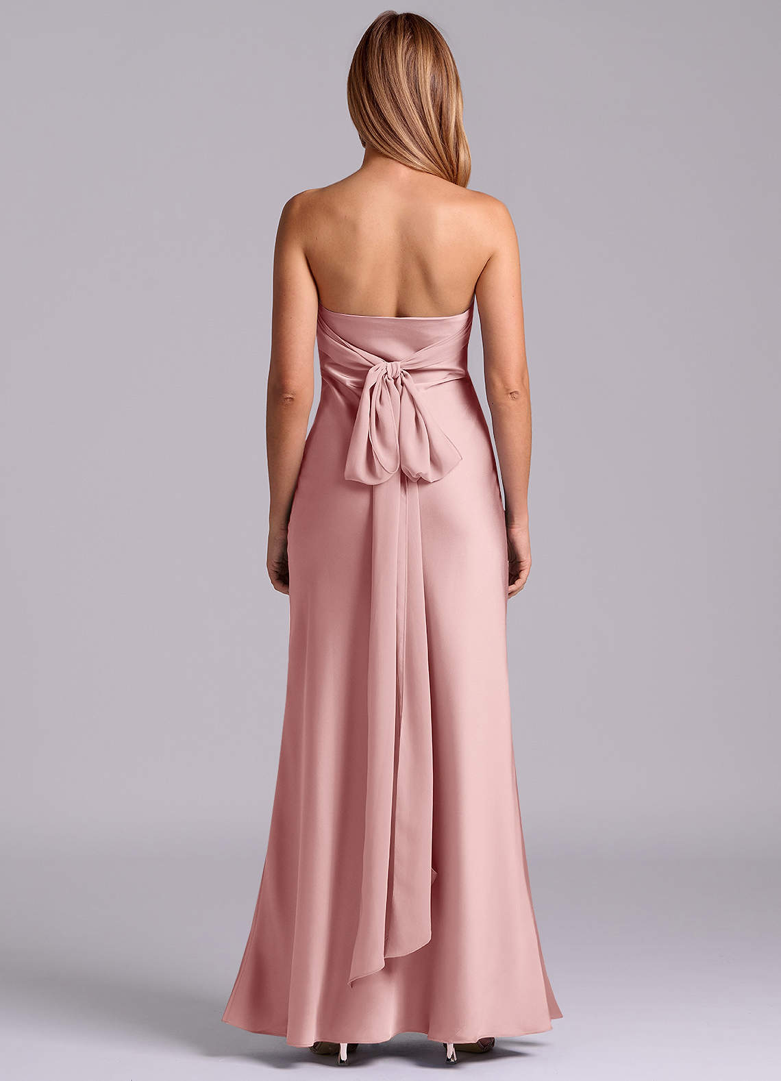 Azazie Ailanie Brudtärnklänningar Klä av Tubklänning i Stretch Satin Axelbandslös Dammig Ros image6