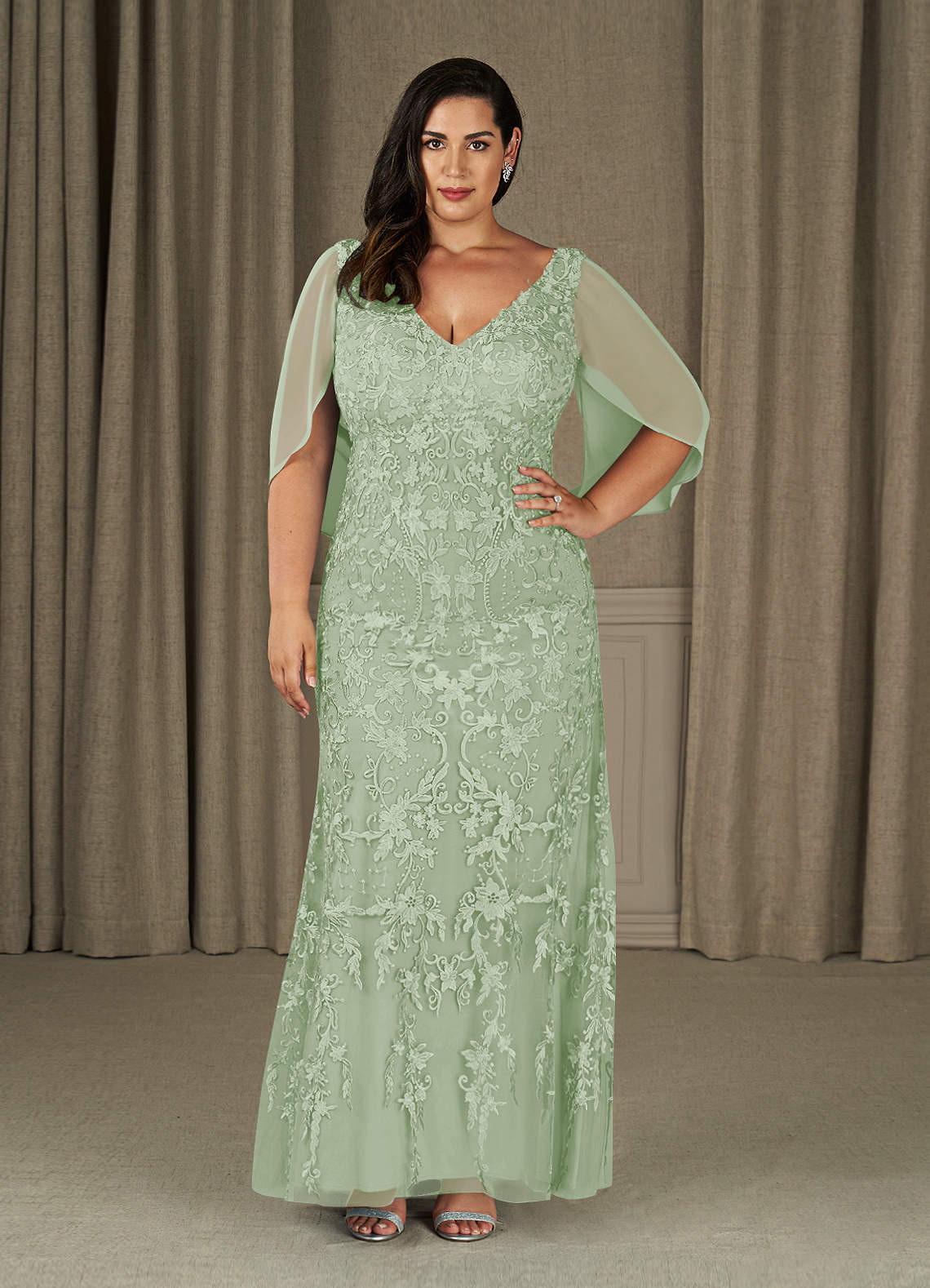 Azazie Ferris Mother of the Bride Dresses Dusty Sage Sheath V-Neck Chiffon Dress image5
