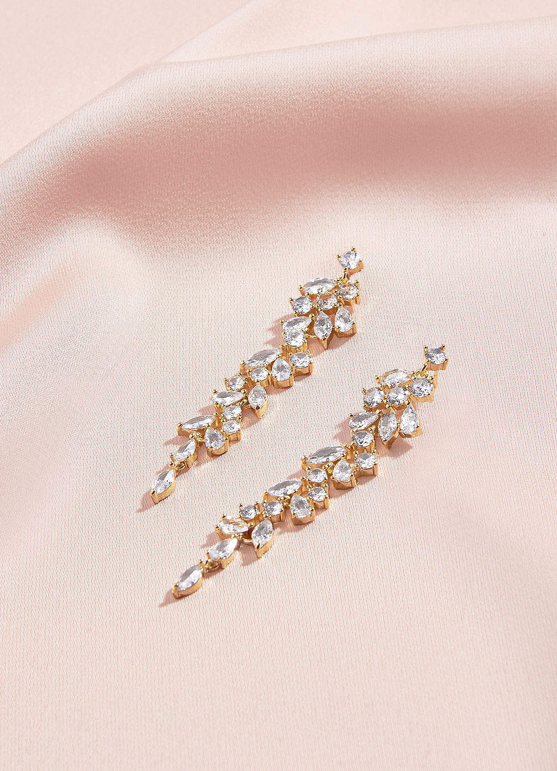 front Rhinestone Leaves Tassel Earrings