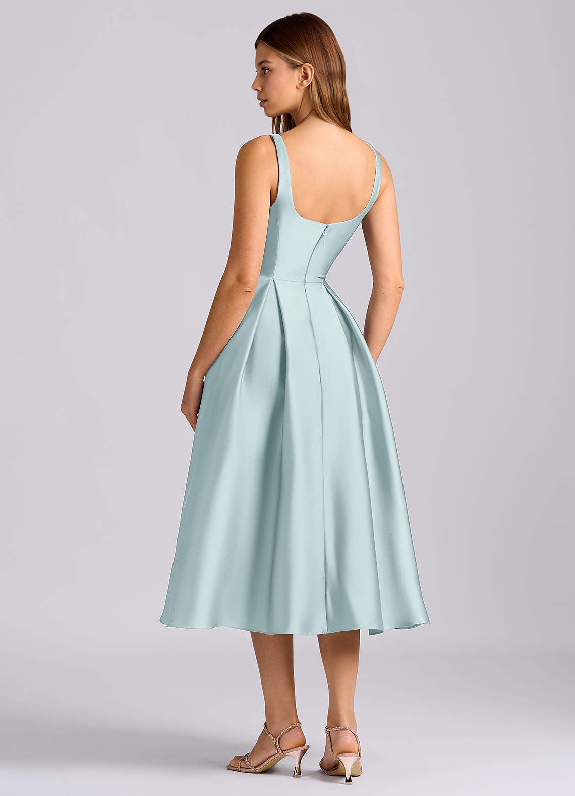 Azazie Amalie Mist Stretch Satin Bridesmaid Dresses | Azazie