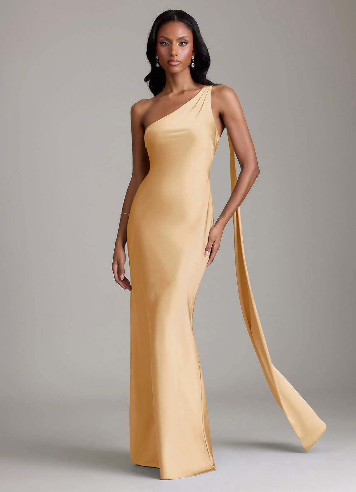 gold one shoulder bridesmaid dresses Azazie Juniper it gently contours the Size(<a href=