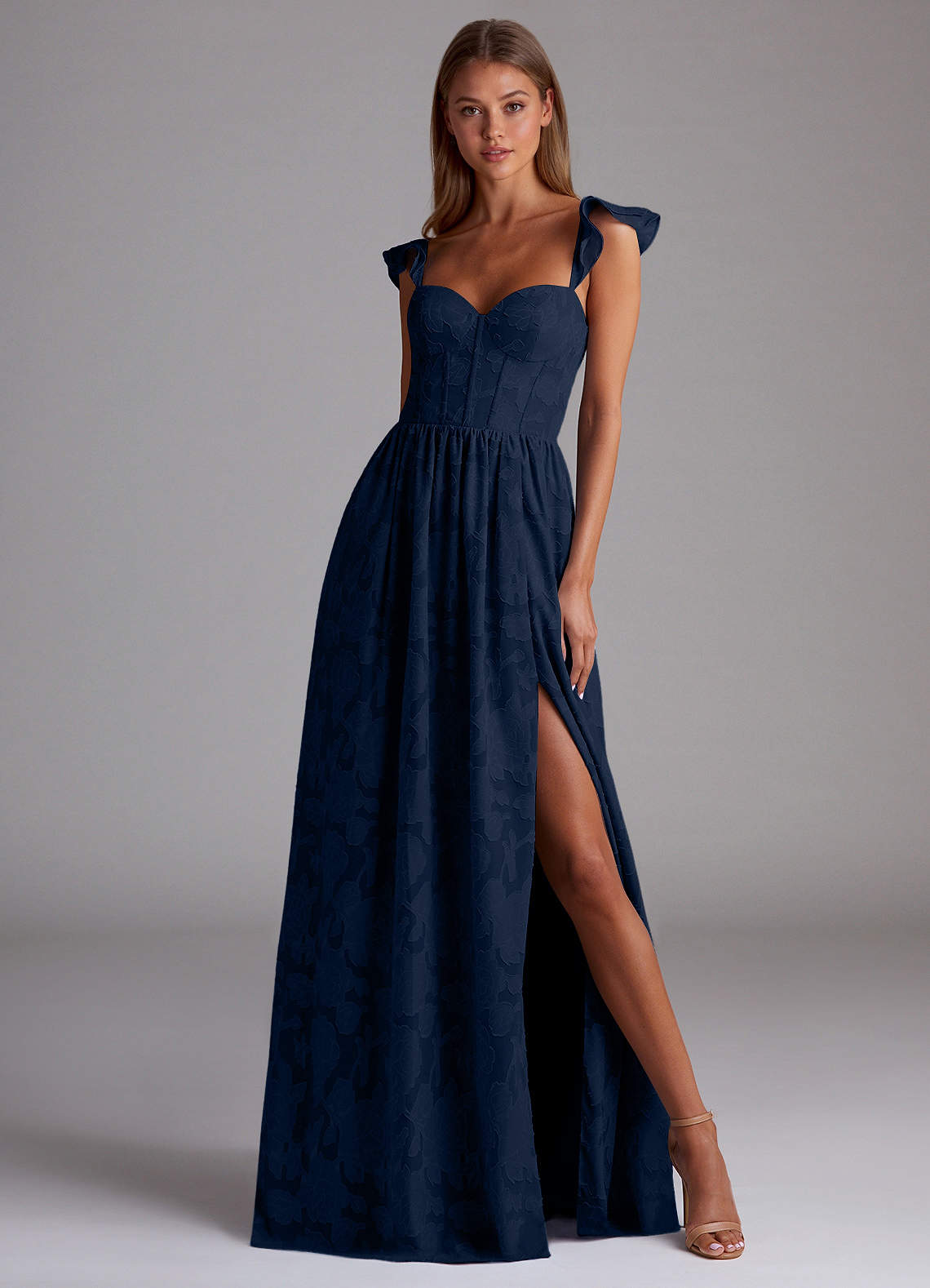 a-line maxi dress Sorina Navy Floral A Line Sage Sizes styleattribute-bodysuits Alix Twist Front Bubble Size:L (10-12)
