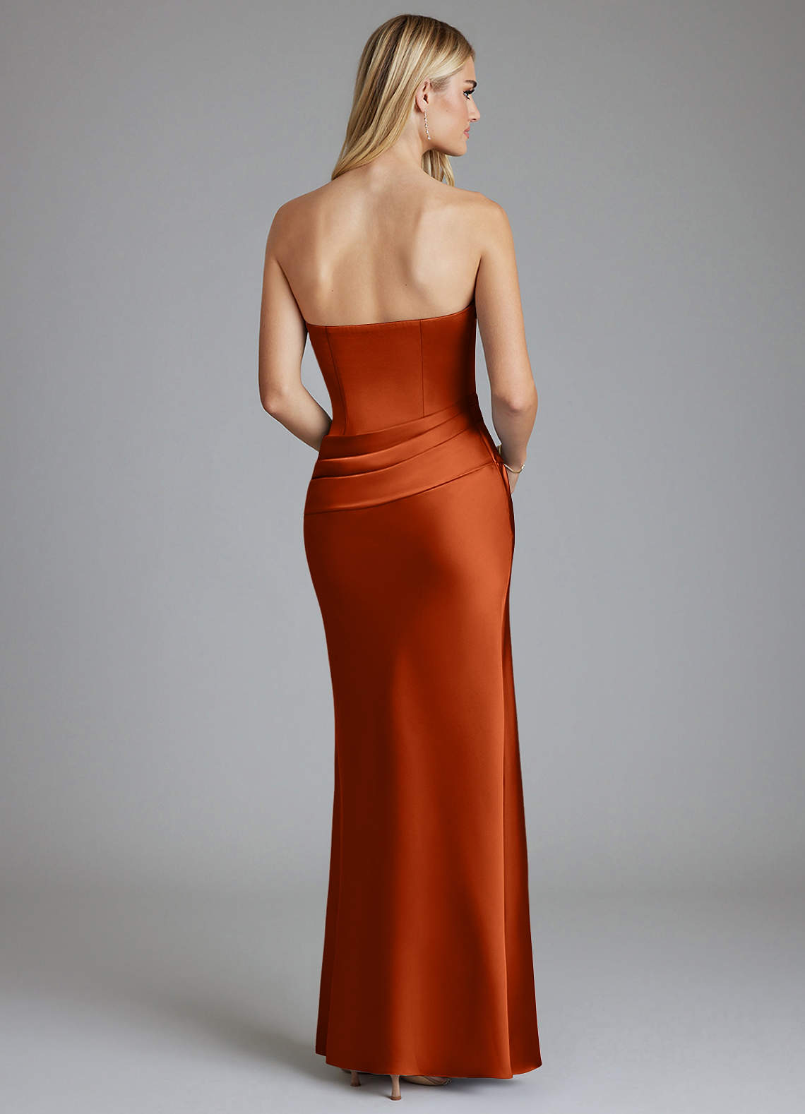 burnt orange backless dress Burnt Orange Velvet Backless Long Bridesmaid Dress Modsele