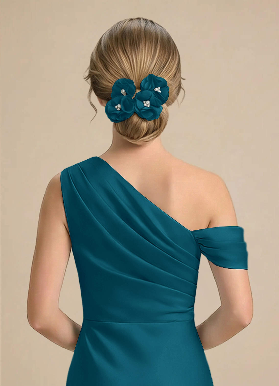 front Four-Piece Matching Color Matte Satin Hair Clip Set