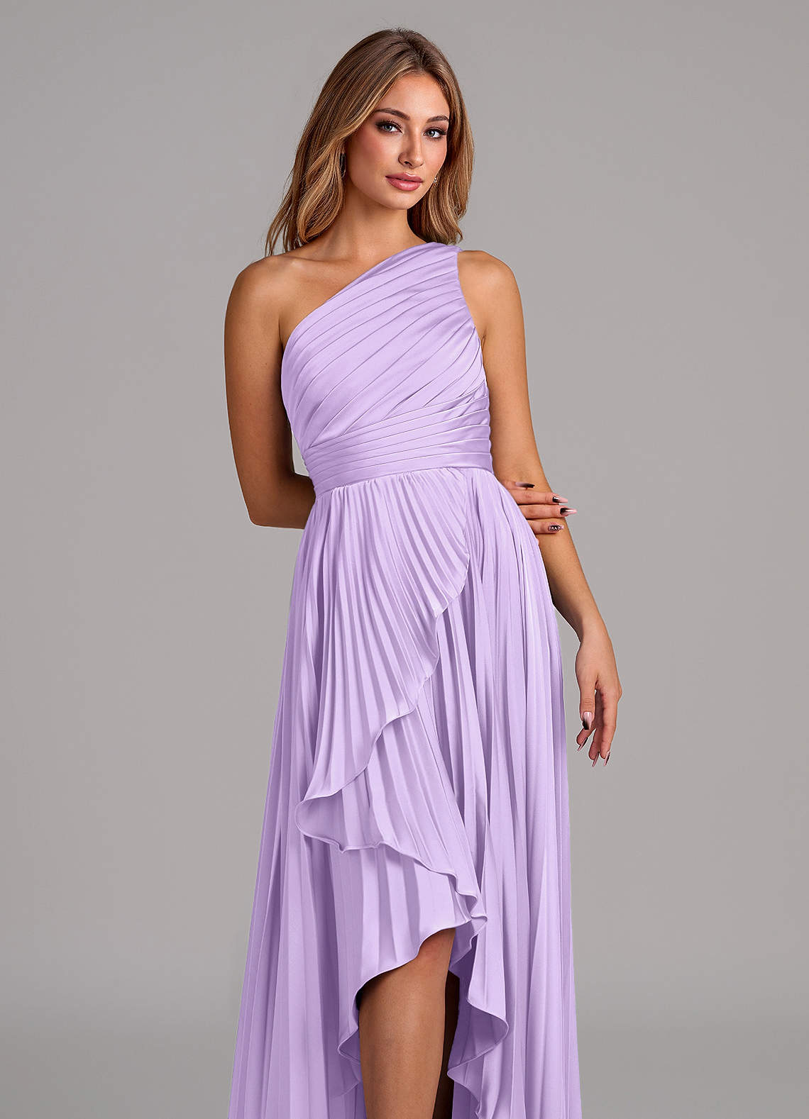 Azazie Lyrica Lilac Stretch Satin Bridesmaid Dresses | Azazie Azazie Lyrica Lilac Stretch Satin Bridesmaid Dresses | Azazie