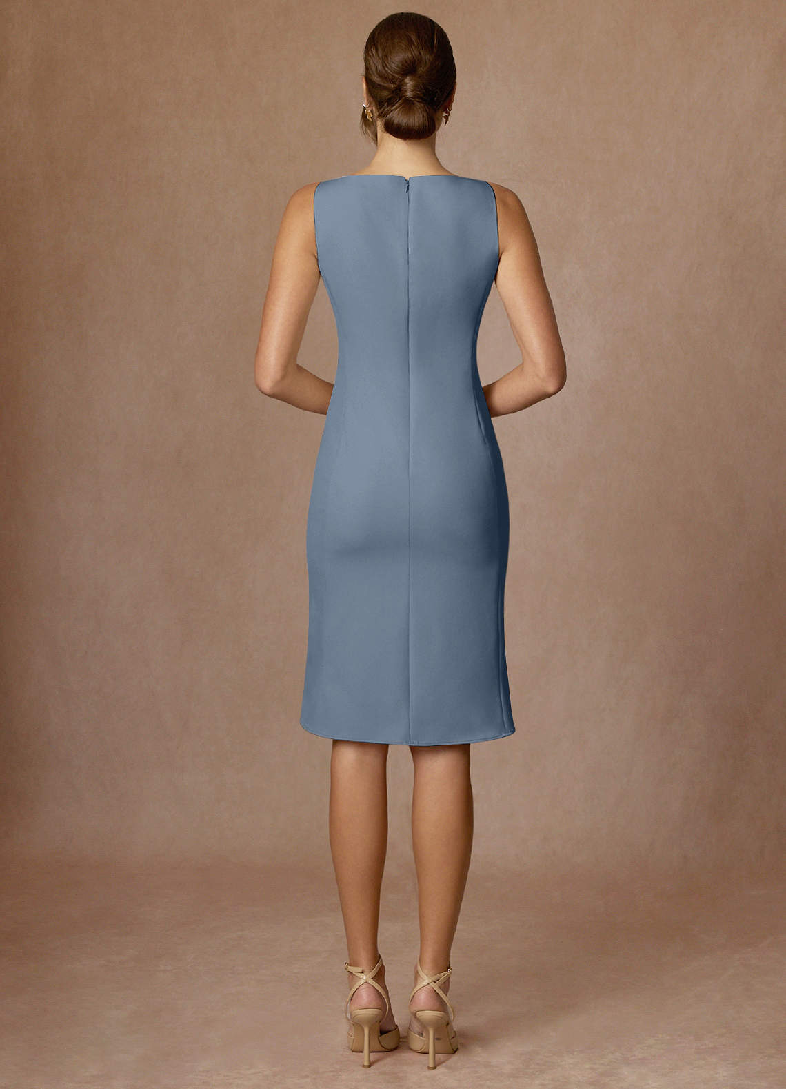 front Kennedy Dusty Blue Structured Stretch Dress