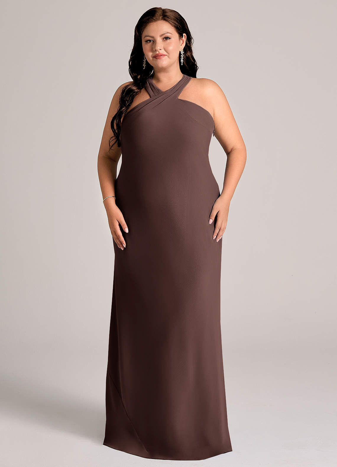 Azazie Doretta Bridesmaid Dresses Ganache Mermaid Pleated Chiffon Dress image1
