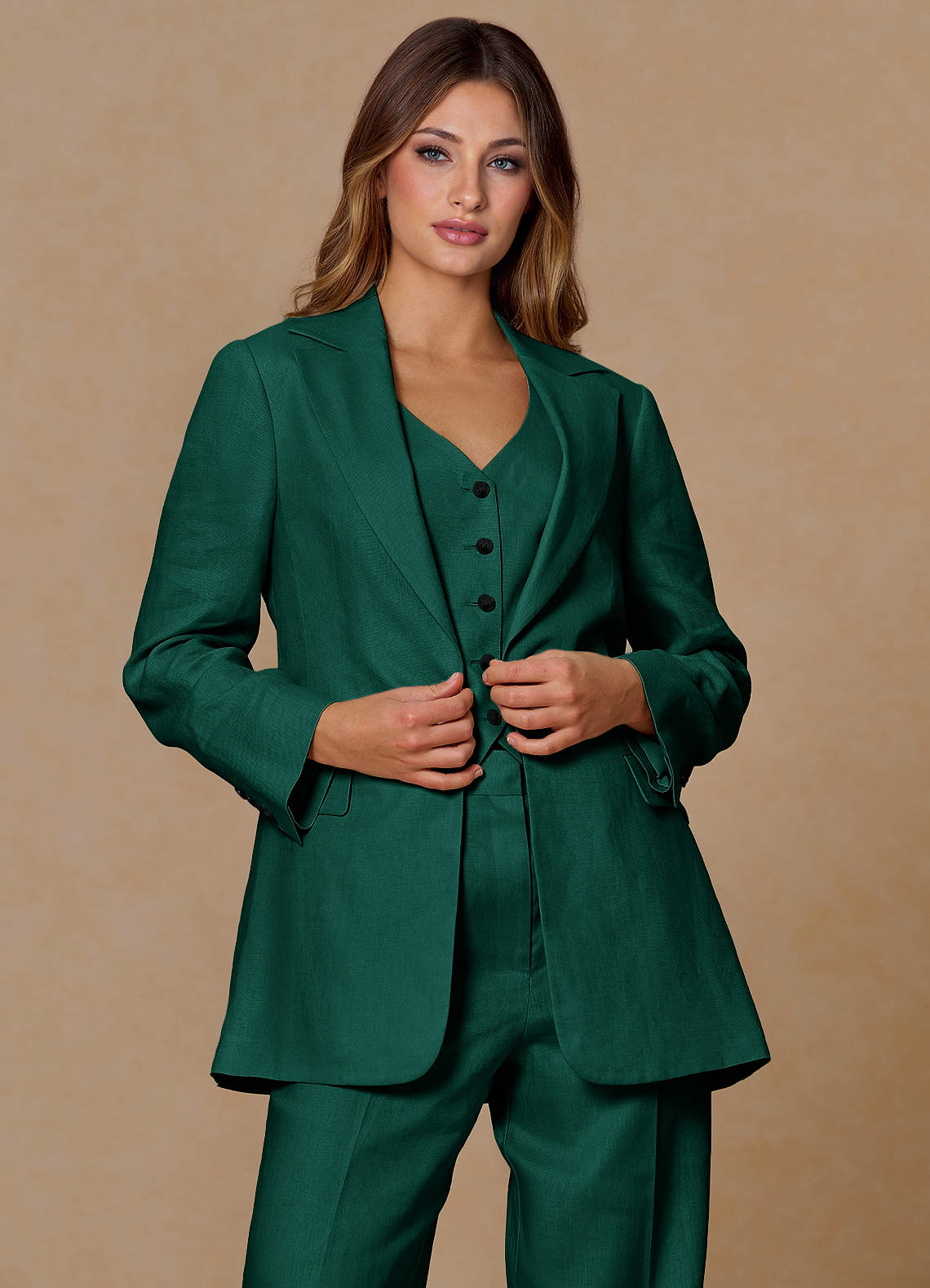 front Belicia Esmeralda Blazer 100% lino