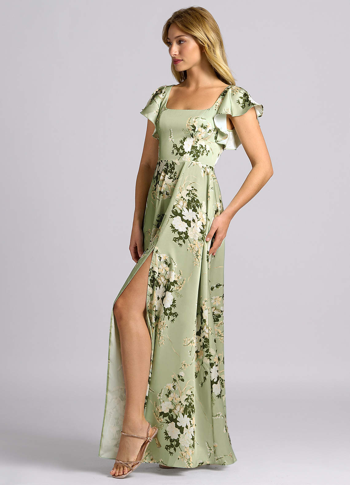 floral bohemian bridesmaid dresses Zapaka Women Off the Shoulder White Blue Floral Bridesmaid Dress with Ruffles Boho Long Wedding Guest Dress, Blue / US16 main image 1