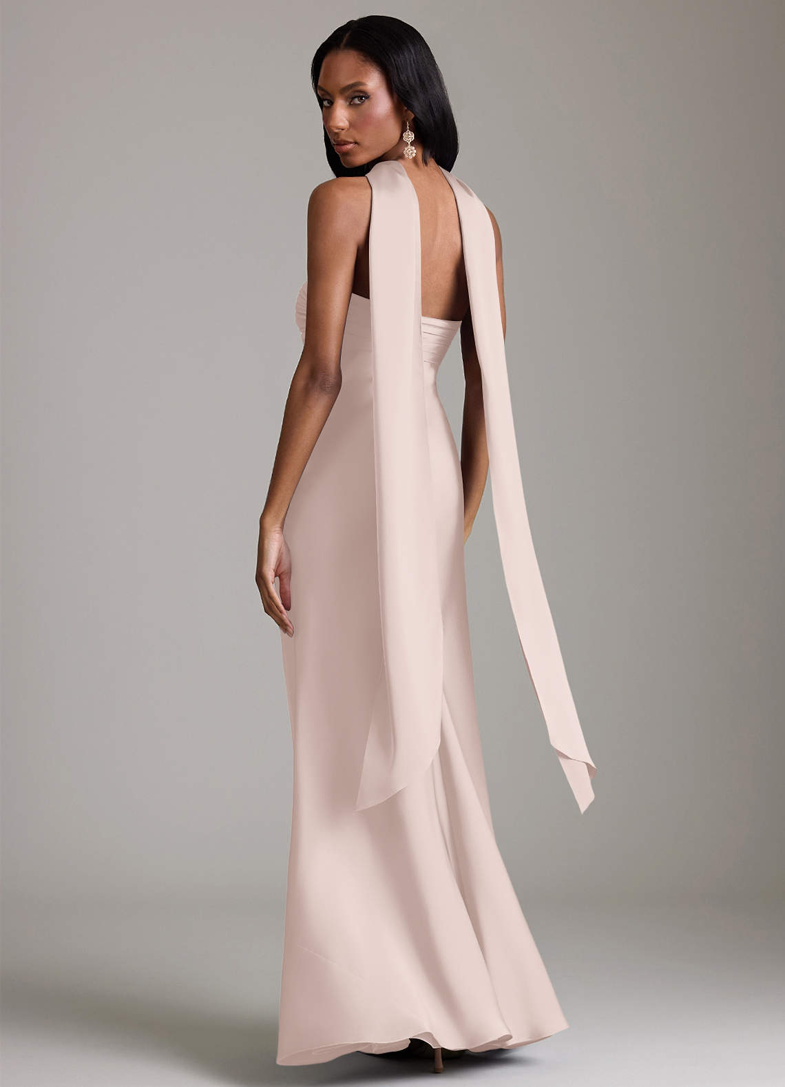 Azazie Saylor Brudtärnklänningar Klä av Sjöjungfru i Stretch Satin Axelbandslös Rodnande Rosa image7