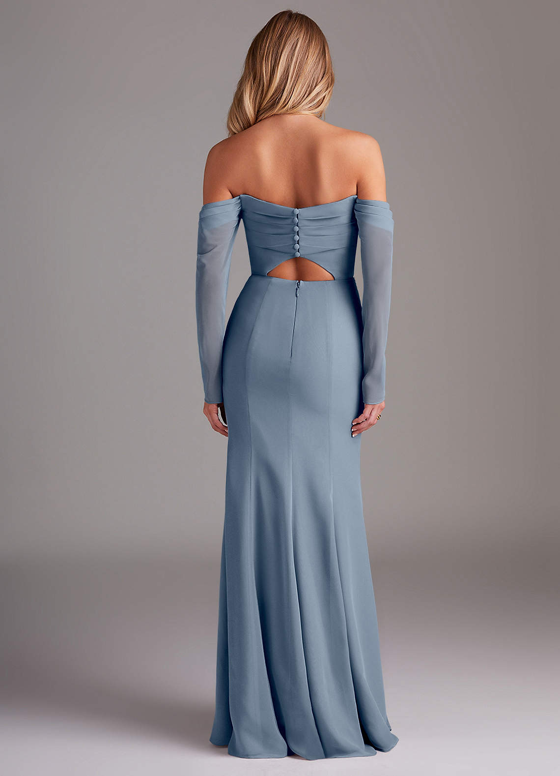 long sleeve backless bridesmaid dress long sleeve backless bridesmaid dress Nadia Elegant High Neck Long Sleeves Backless White Wedding Dress M / White
