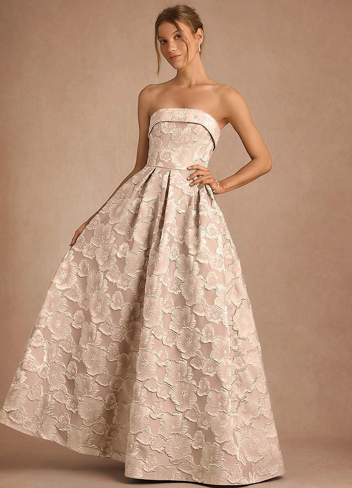 Azazie Vintage Blush Strapless A-Line Evening Dress / Gown