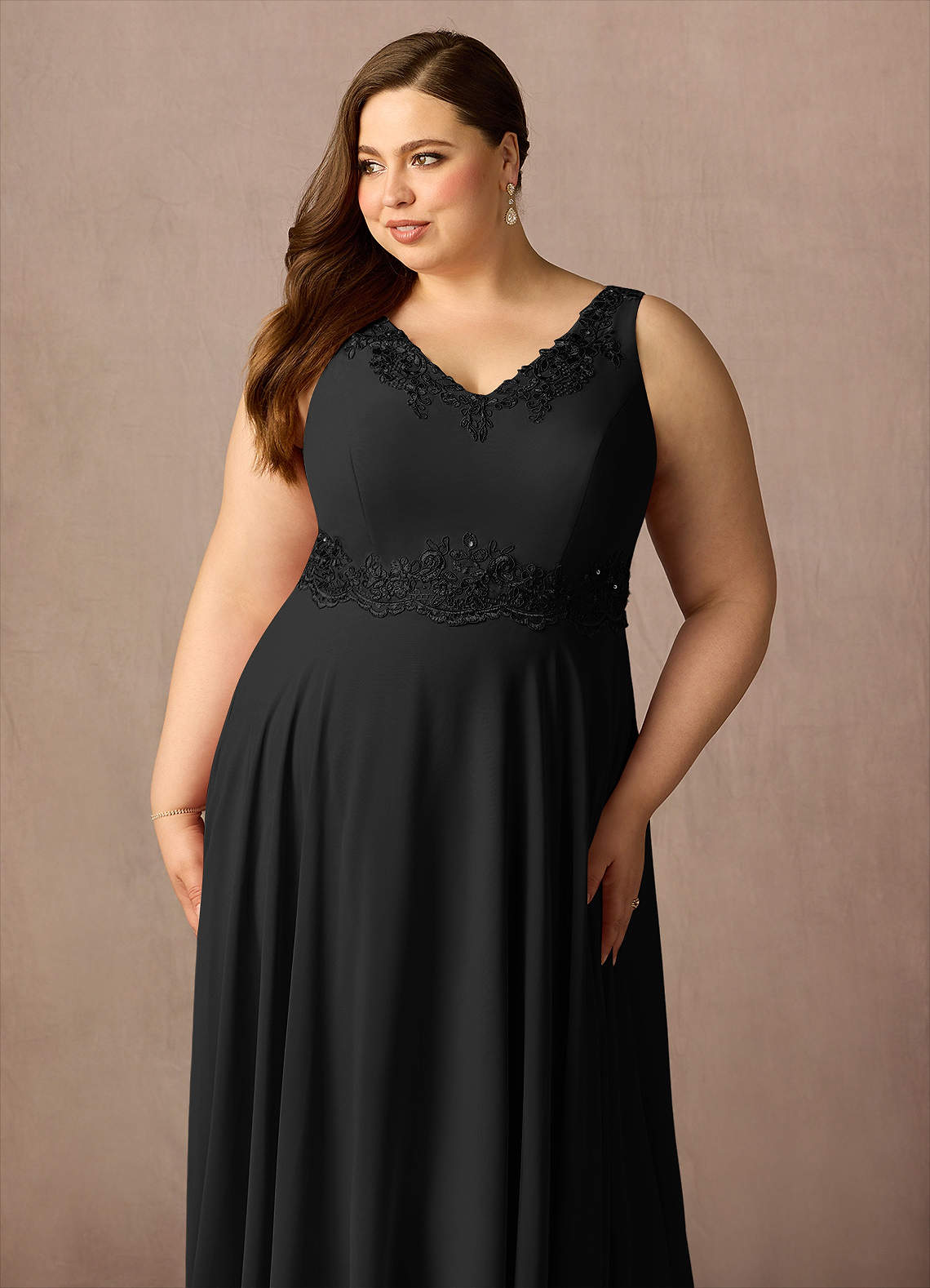 Azazie Devana Mother of the Bride Dresses Black A-Line Sequins Chiffon Dress image14