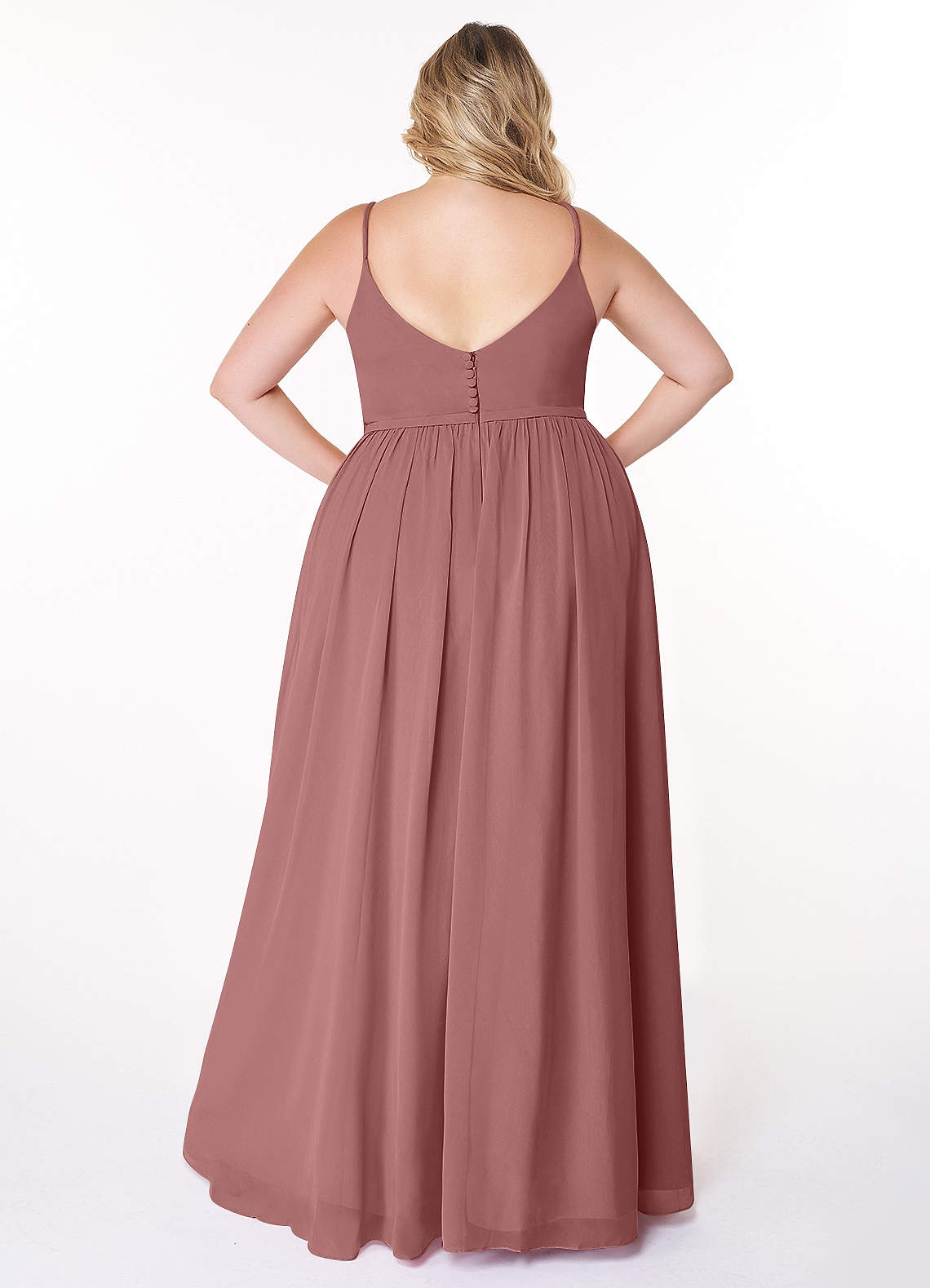 Azazie Rayna Bridesmaid Dresses A-Line V-Neck Pleated Chiffon Floor-Length Dress image1