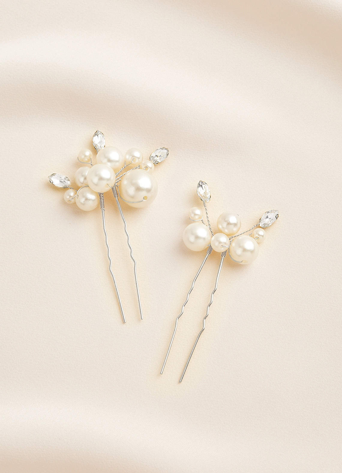 front Pearl Bead Clusters U-Shaped Hairpin Set