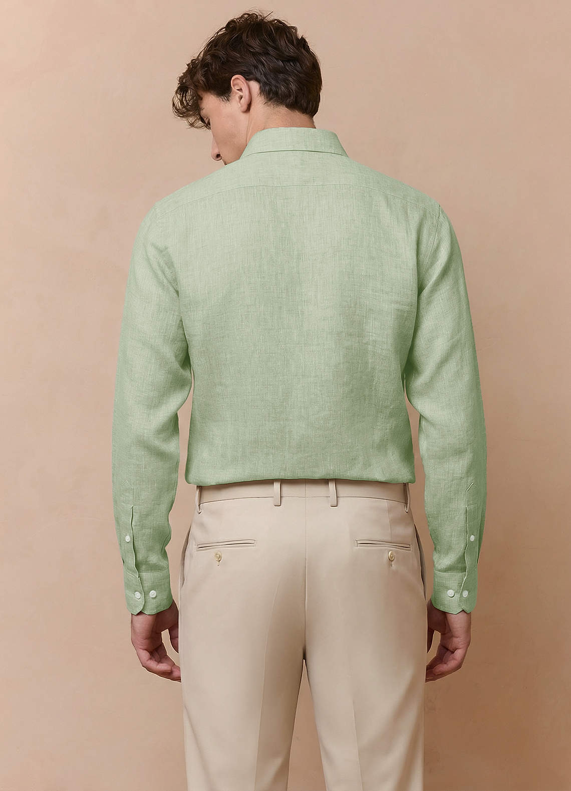 front Elliot Vert Sauge Chemise habillée 100 % lin