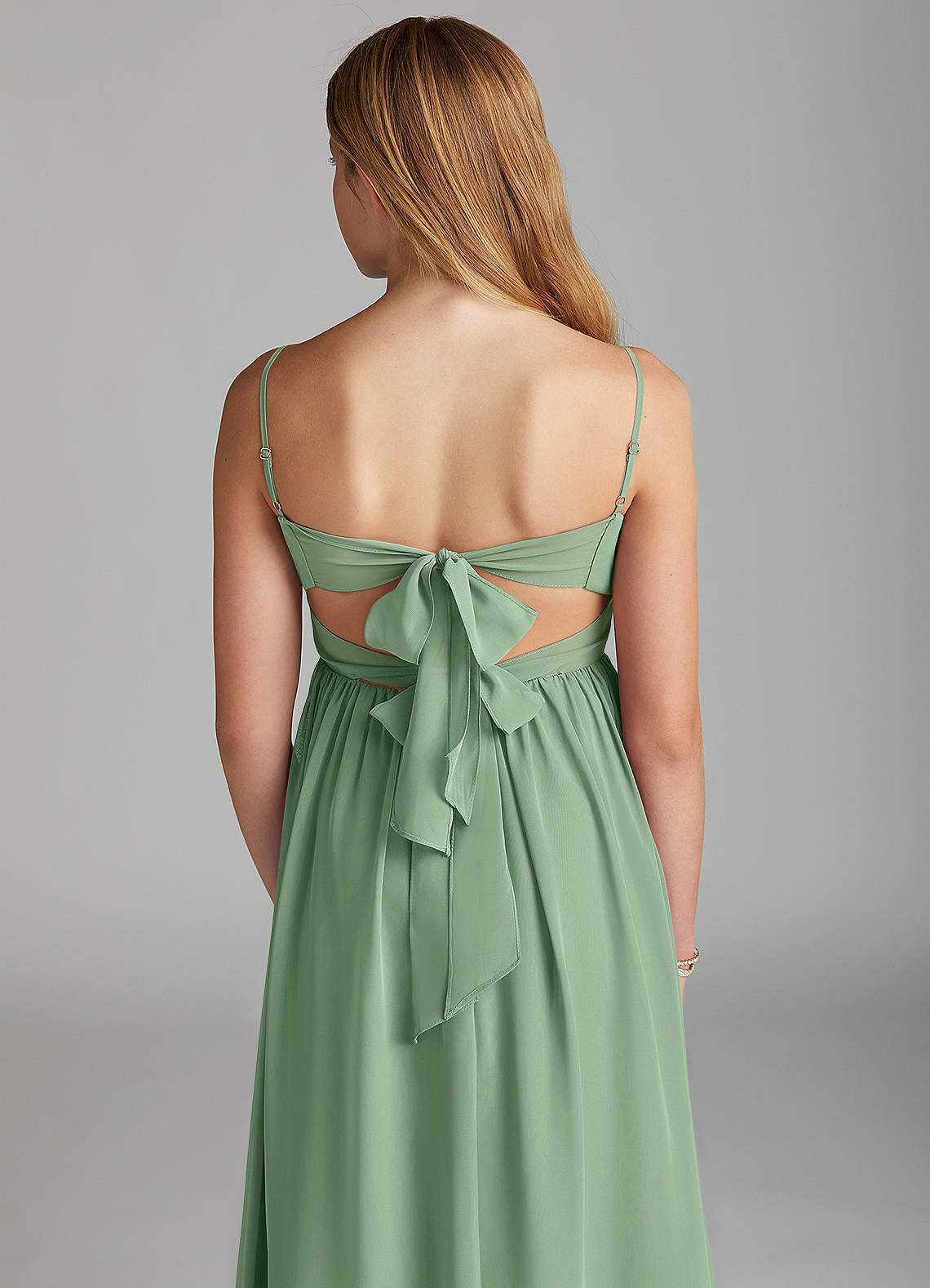 Azazie Zeya Junior Eucalyptus A-Line Chiffon Dress image1
