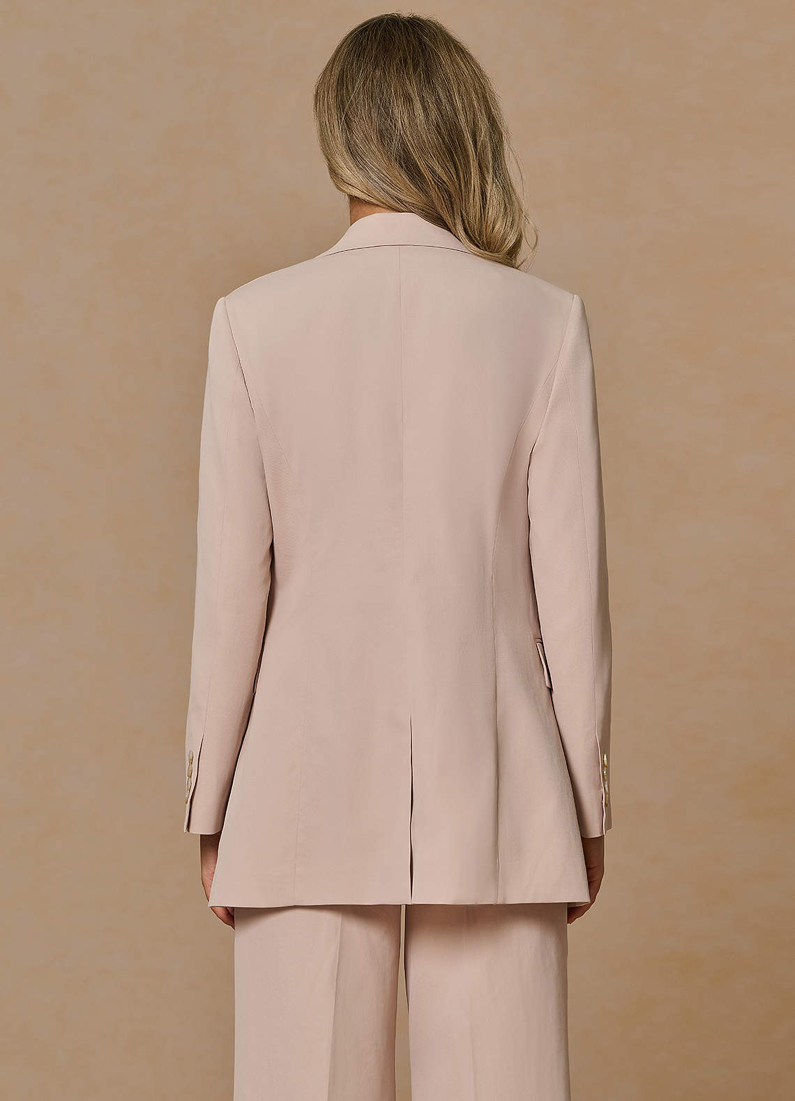 front Margaret Tan Cotton Linen Blend Blazer