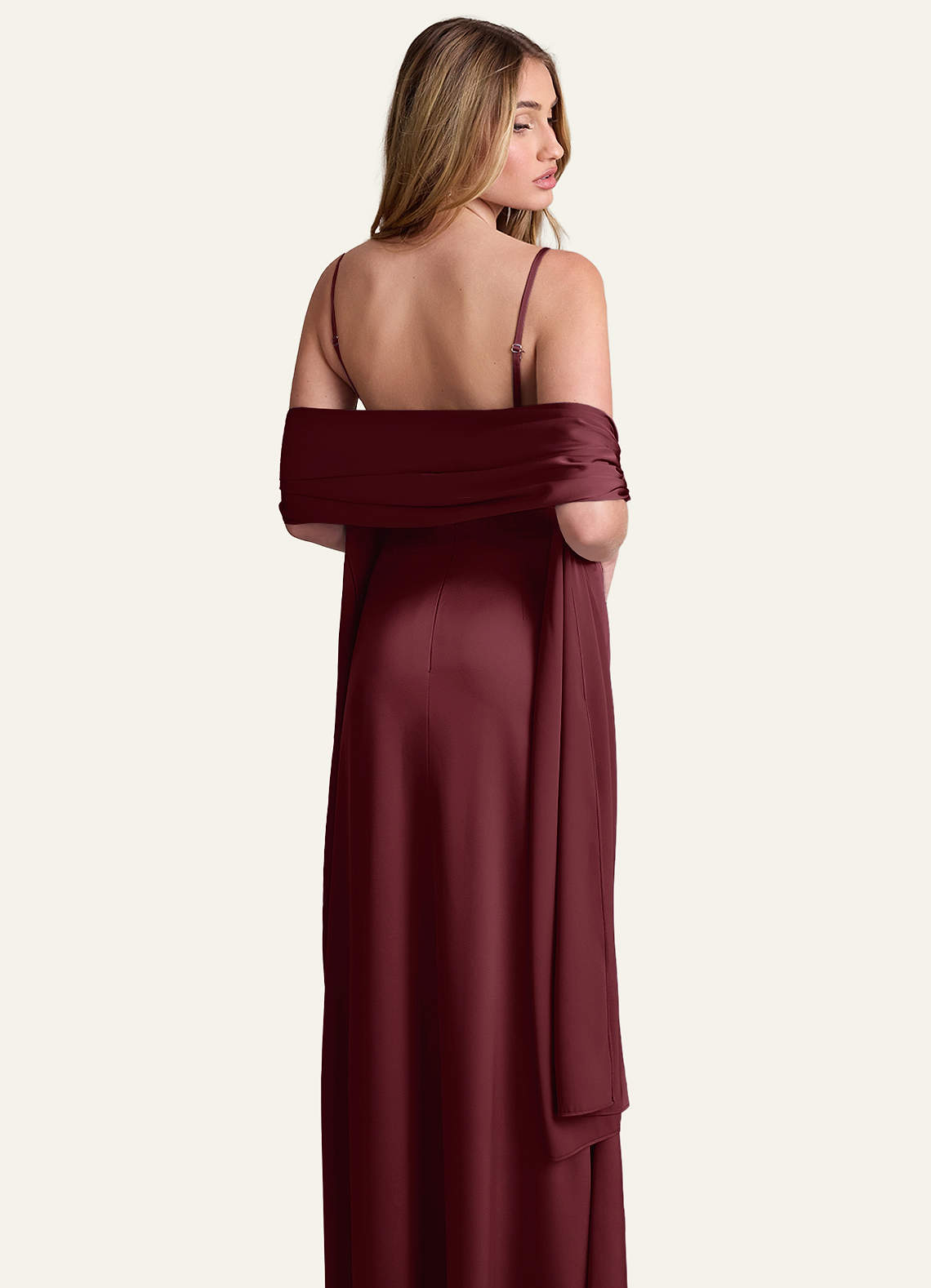 front Azazie Matching Color Stretch Satin Shawl