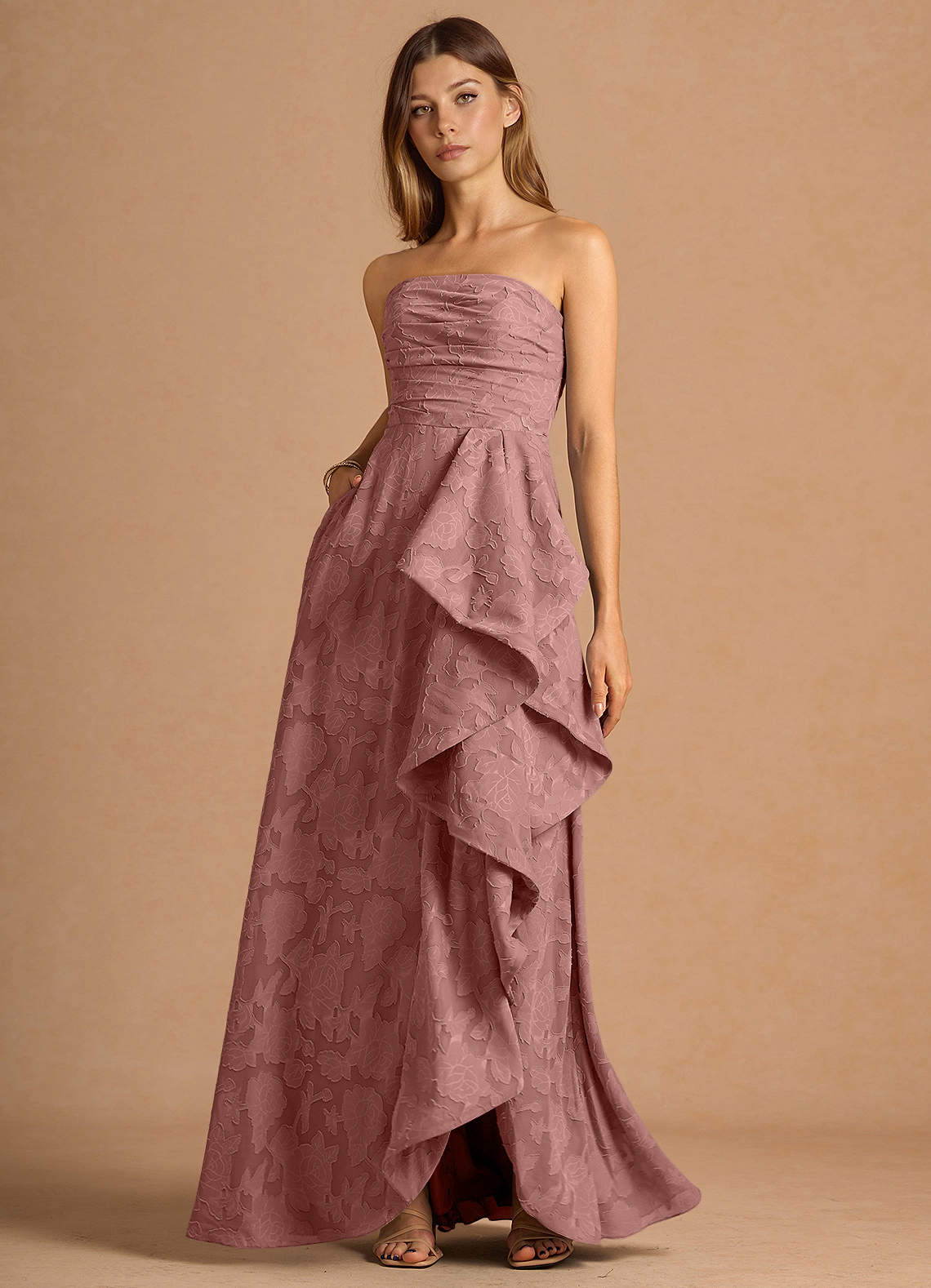 Lulu Light Pink Handkerchief Maxi Gown Ready to Ship | Azazie