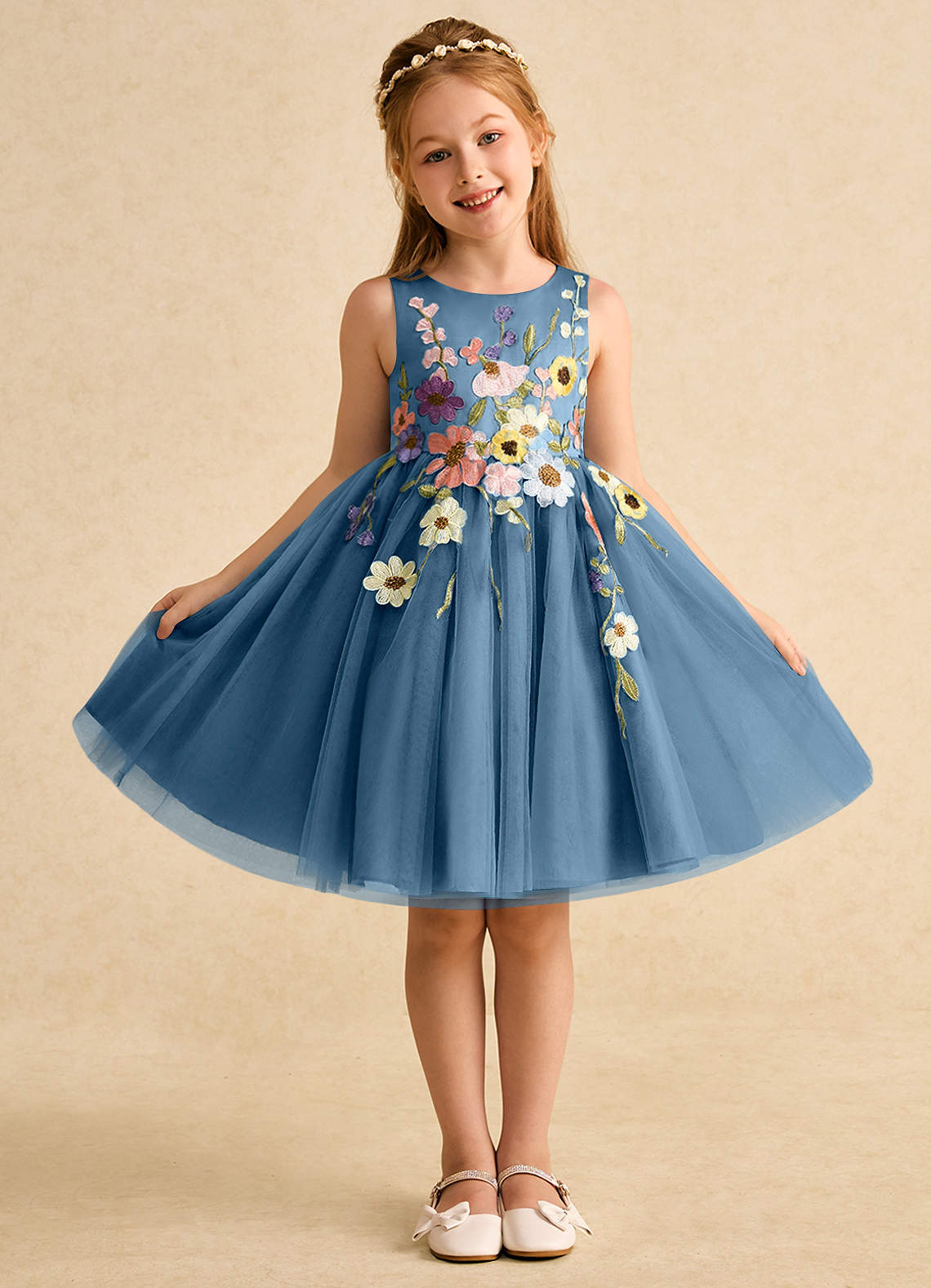 Azazie Prima Flower Girl Dresses Bermuda A-Line Bow Tulle Dress image1