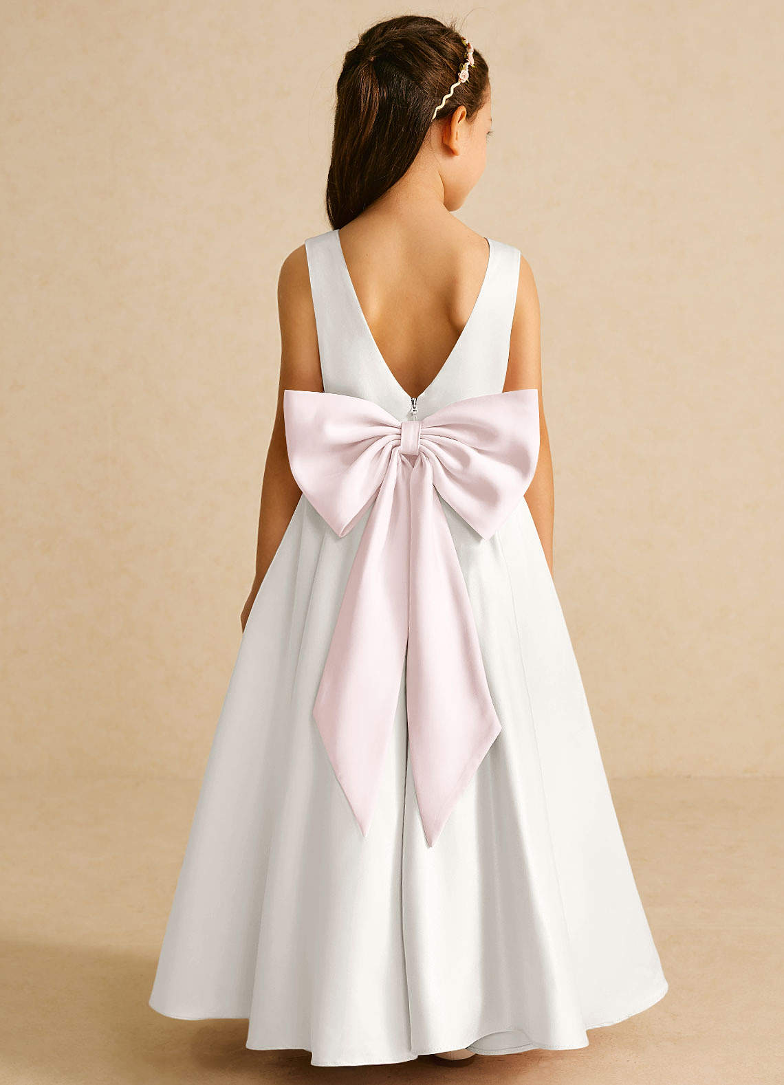white dress pink bows Bow Ribbon Mini Dress - Ivory and Pink, Medium | Hazel and Olive