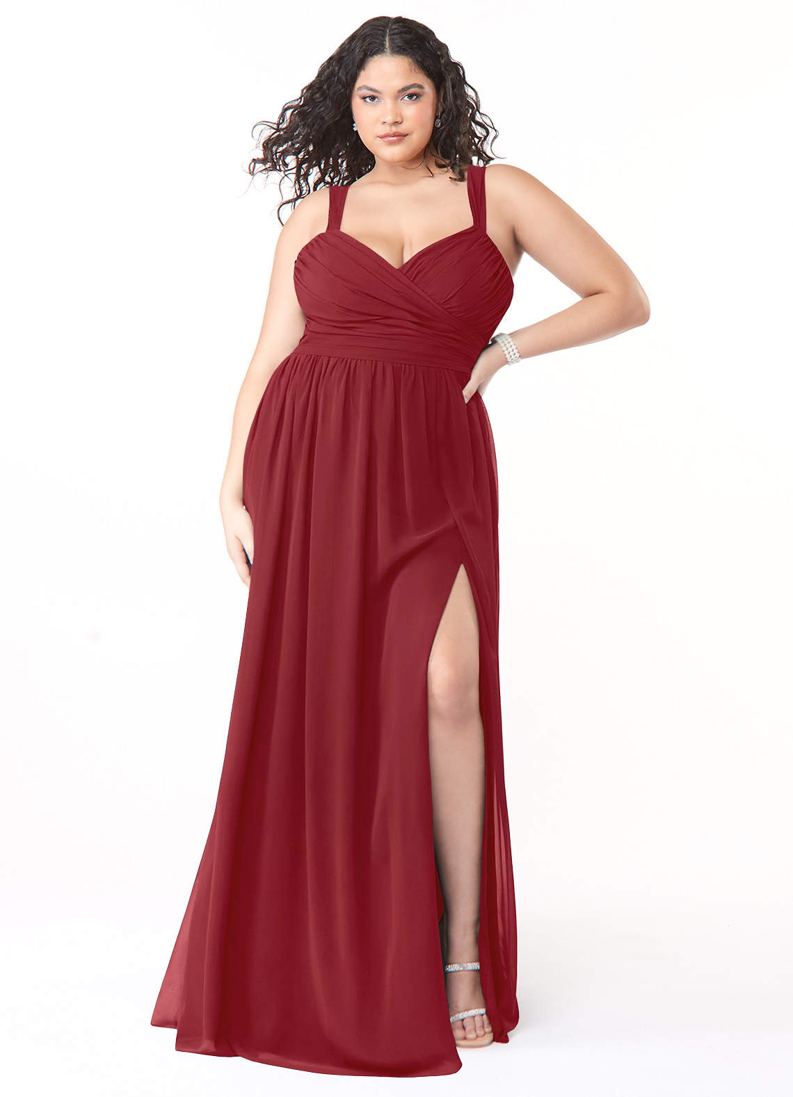 AZAZIE Dress Celyn Bridesmaid Prom Formal Maxi Halter 2024 A-Line Burgundy Red 2