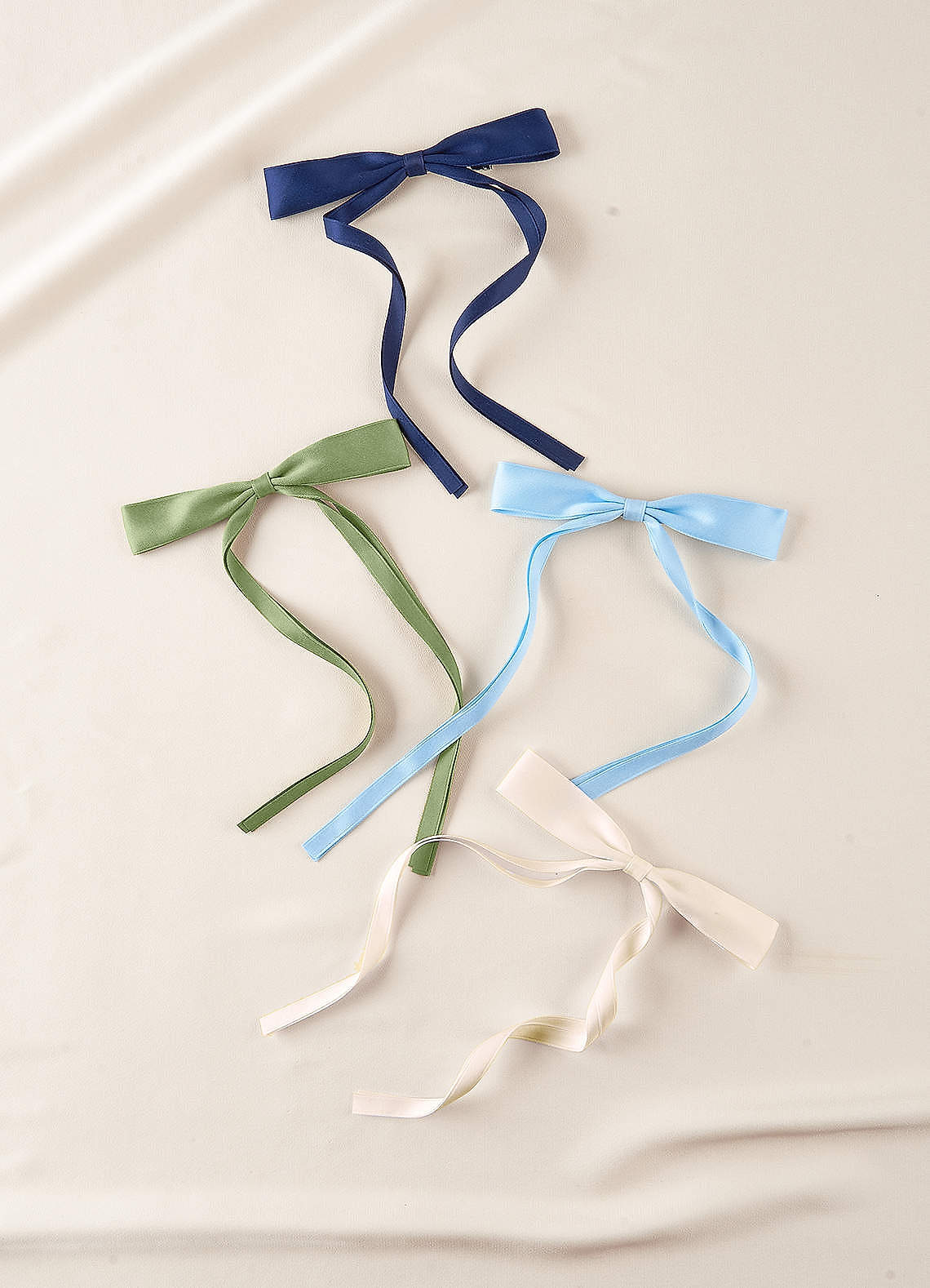 front Satin Bow Hair Clips