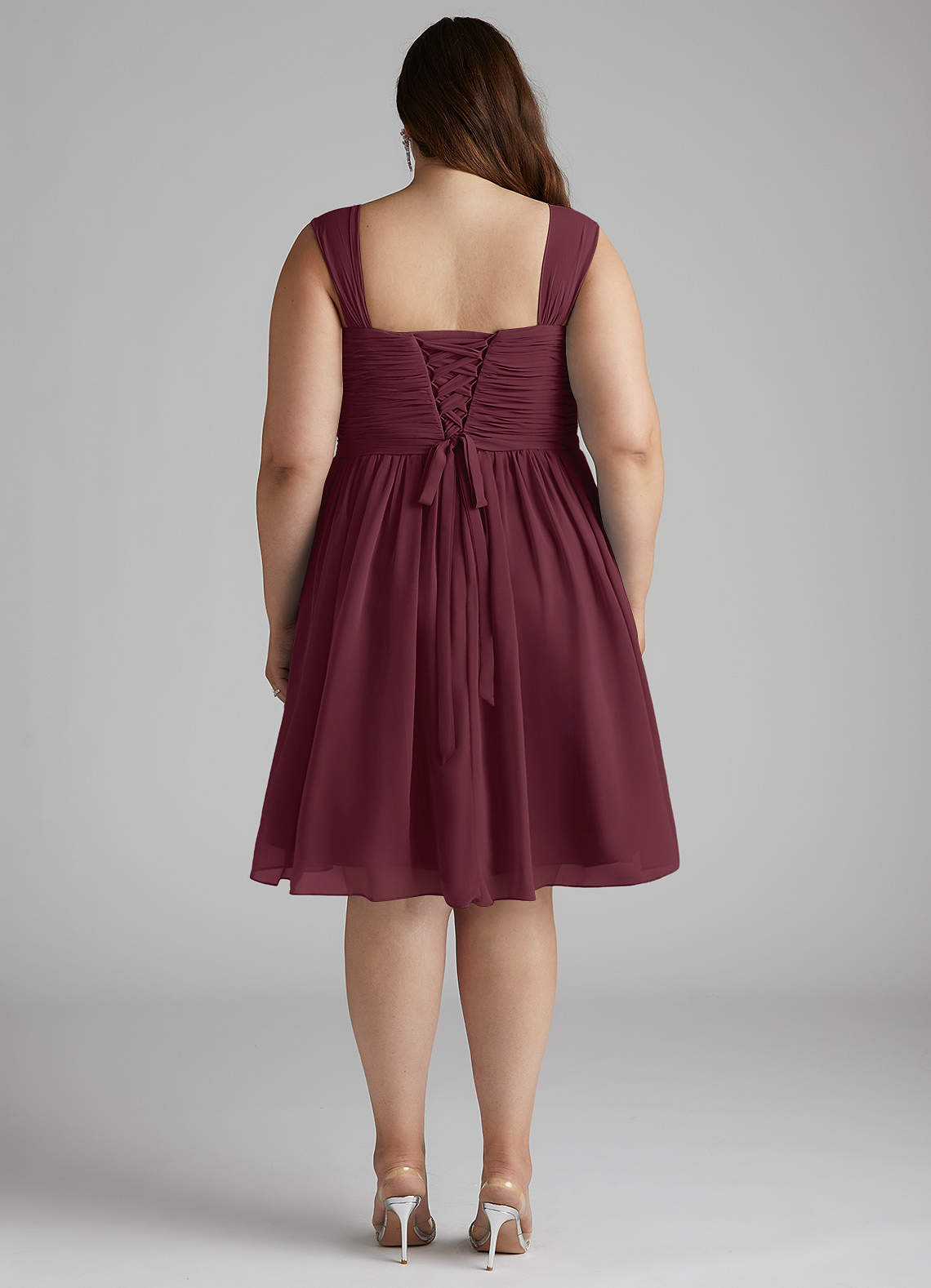 Azazie Angie Essayer des robes à la maison Robe Trapèze en Mousseline de soie Corset Agave image13