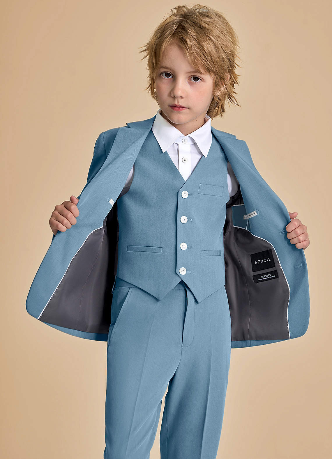 front Oliver Boys Light Blue 3-Piece Suit