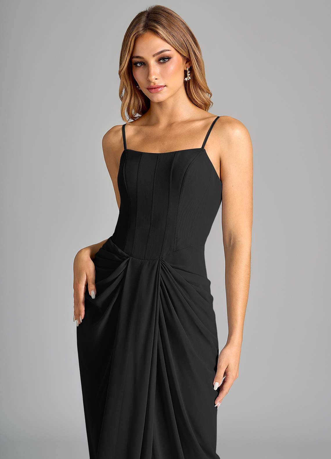 Azazie Anaïs Vestidos de madrinha de casamento Vestir Preto de Chiffon de Bainha com Sem alças image6