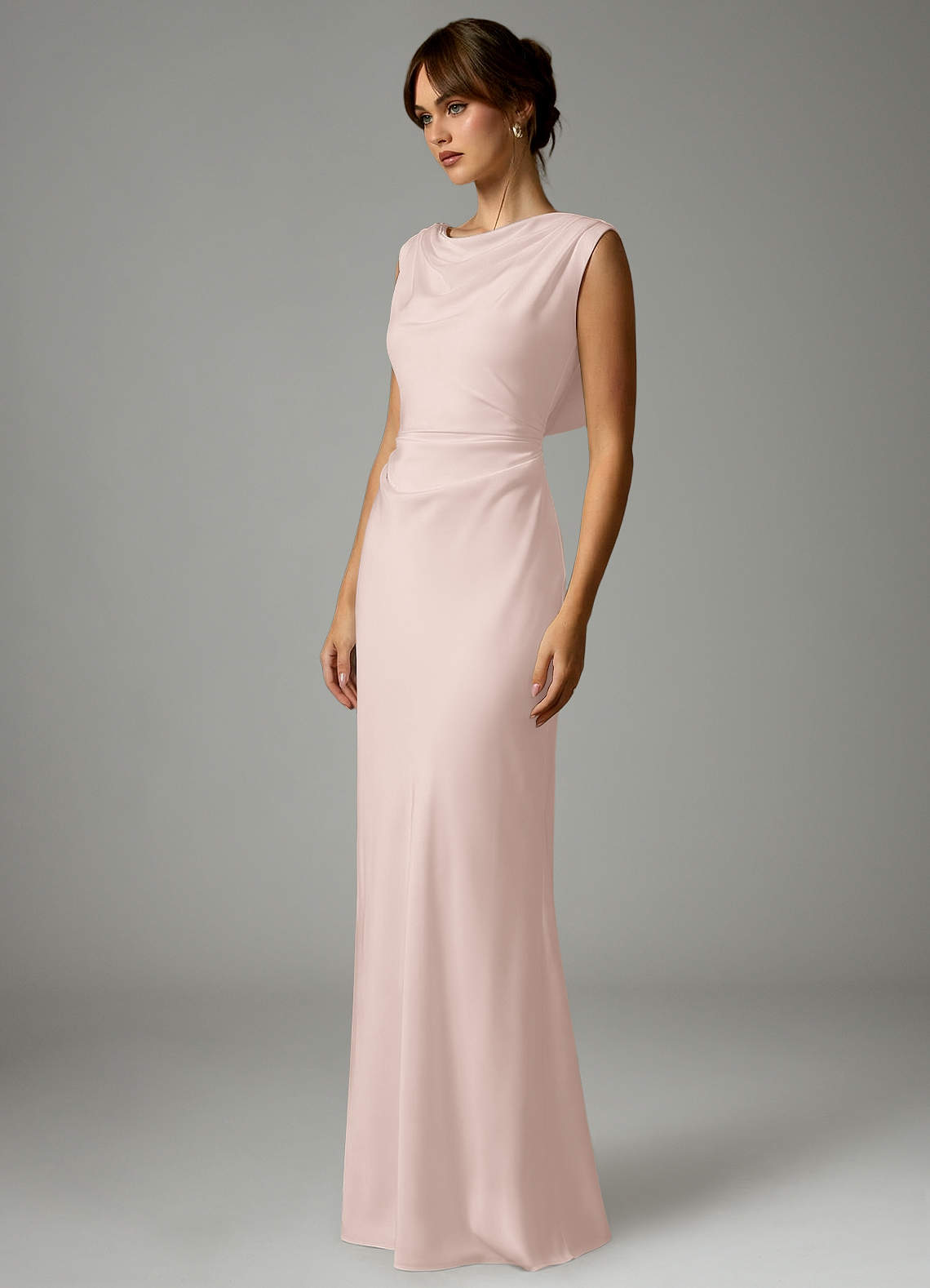 Azazie Kieryn Brudtärnklänningar Klä av Sjöjungfru i Stretch Satin Plisserad Rodnande Rosa image2