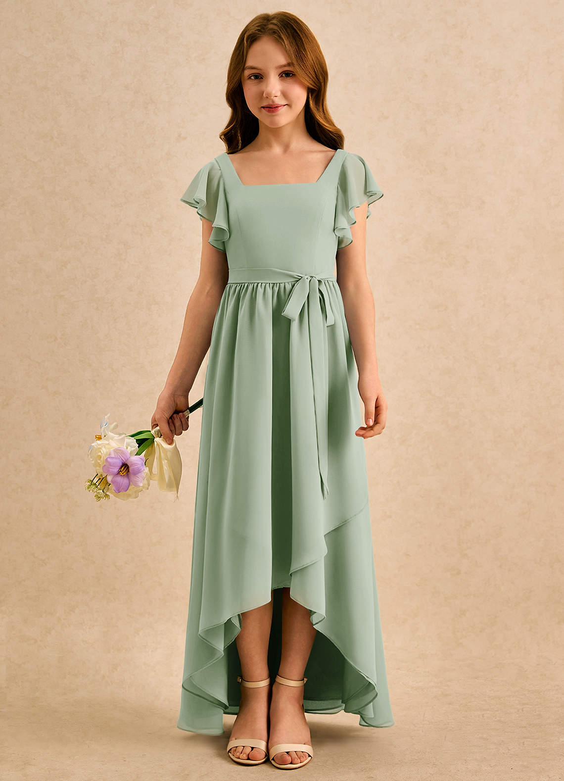 Azazie Milly Girls Formal Flower Girl Klänningar Klä A-Line i Chiffong Plisserad image2