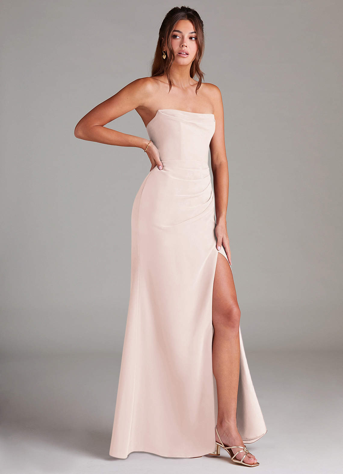 Azazie Leonis Vestidos de madrinha de casamento Vestir Pétala De Rosa de Chiffon de Bainha com Sem alças image7