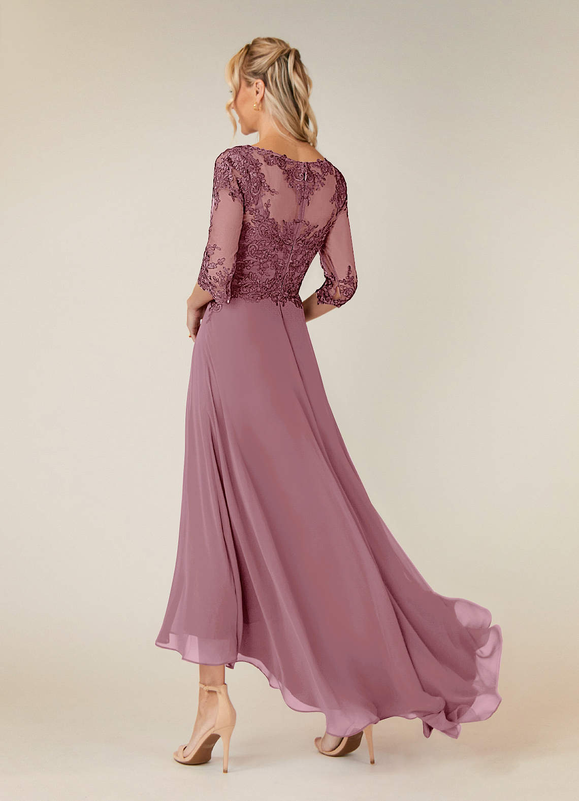 chinese dress ladies Mauve Long Sleeve Maxi Dress main image 1