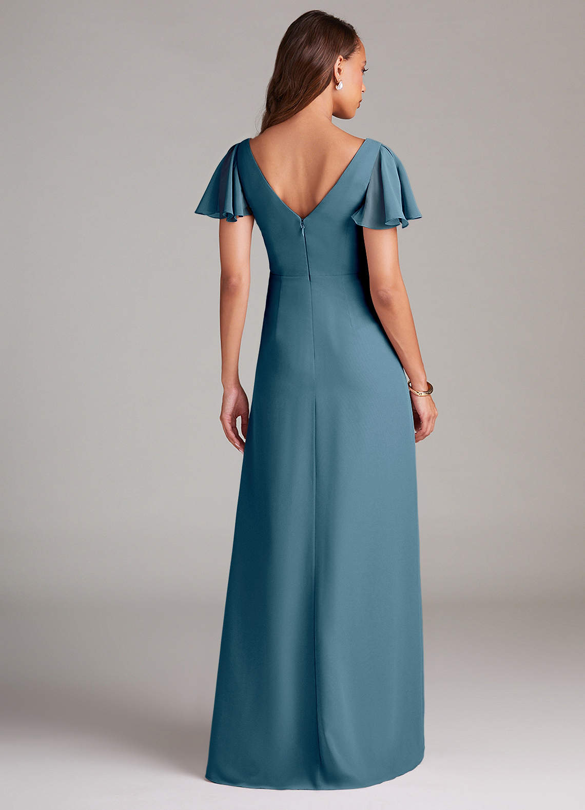 youthful bridesmaid dresses BABARONI Gold Stretch Satin Bridesmaid Dresses Fitted Pleated Sexy Gown with Slit main image 1