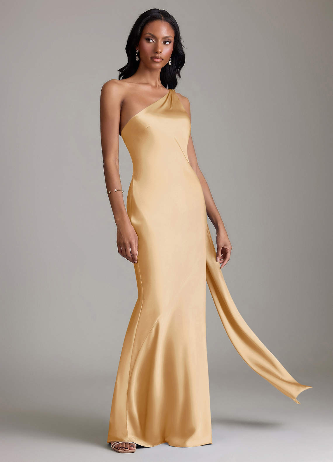 one shoulder gold bridesmaid dresses Azazie Juniper Black And Gold Formal shoulder bridesmaid dress. bow color:hot pink Tiered shirt dress