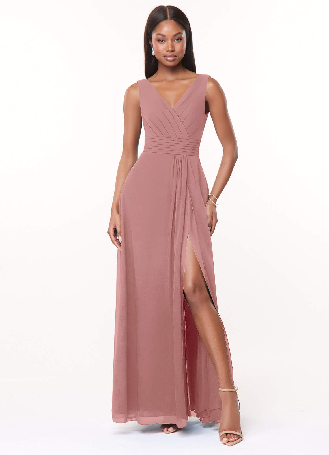 Azazie Karina Dusty Rose Chiffon Bridesmaid Dresses | Azazie