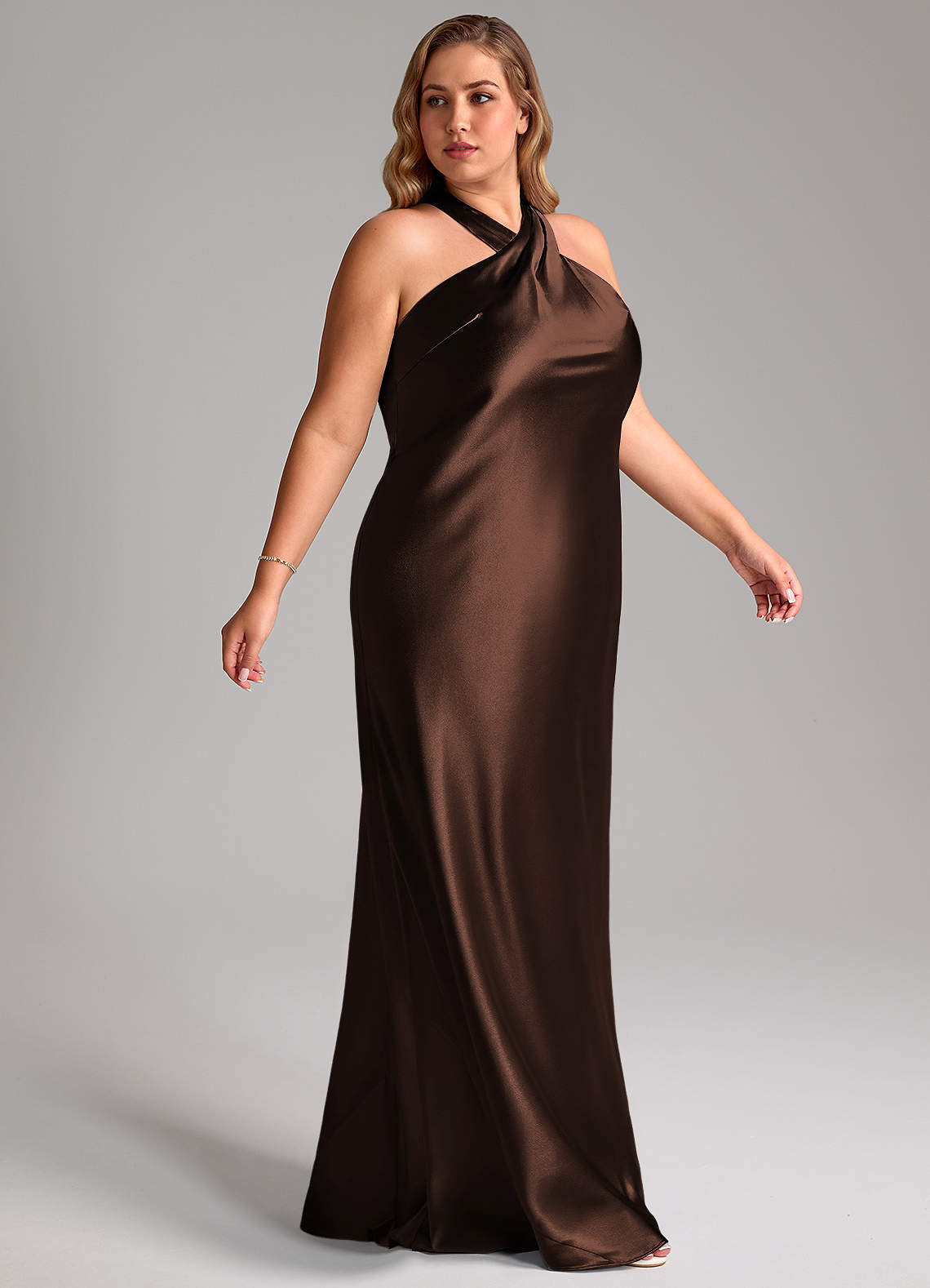 Azazie Doretta Brudtärnklänningar Klä av Sjöjungfru i Metallisk satin Rosett Ganache image9