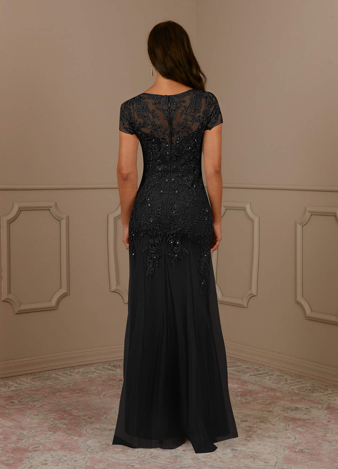 Azazie Laurie Final Sale Taupe Mermaid Scoop Sequins Tulle Dress image5