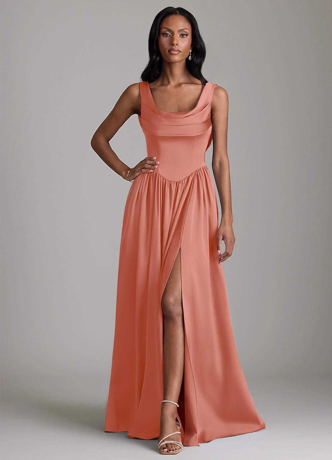 silver satin dress Ruched Short A-line Satin Dress by Poly USA 9248 – ABC Fashion
