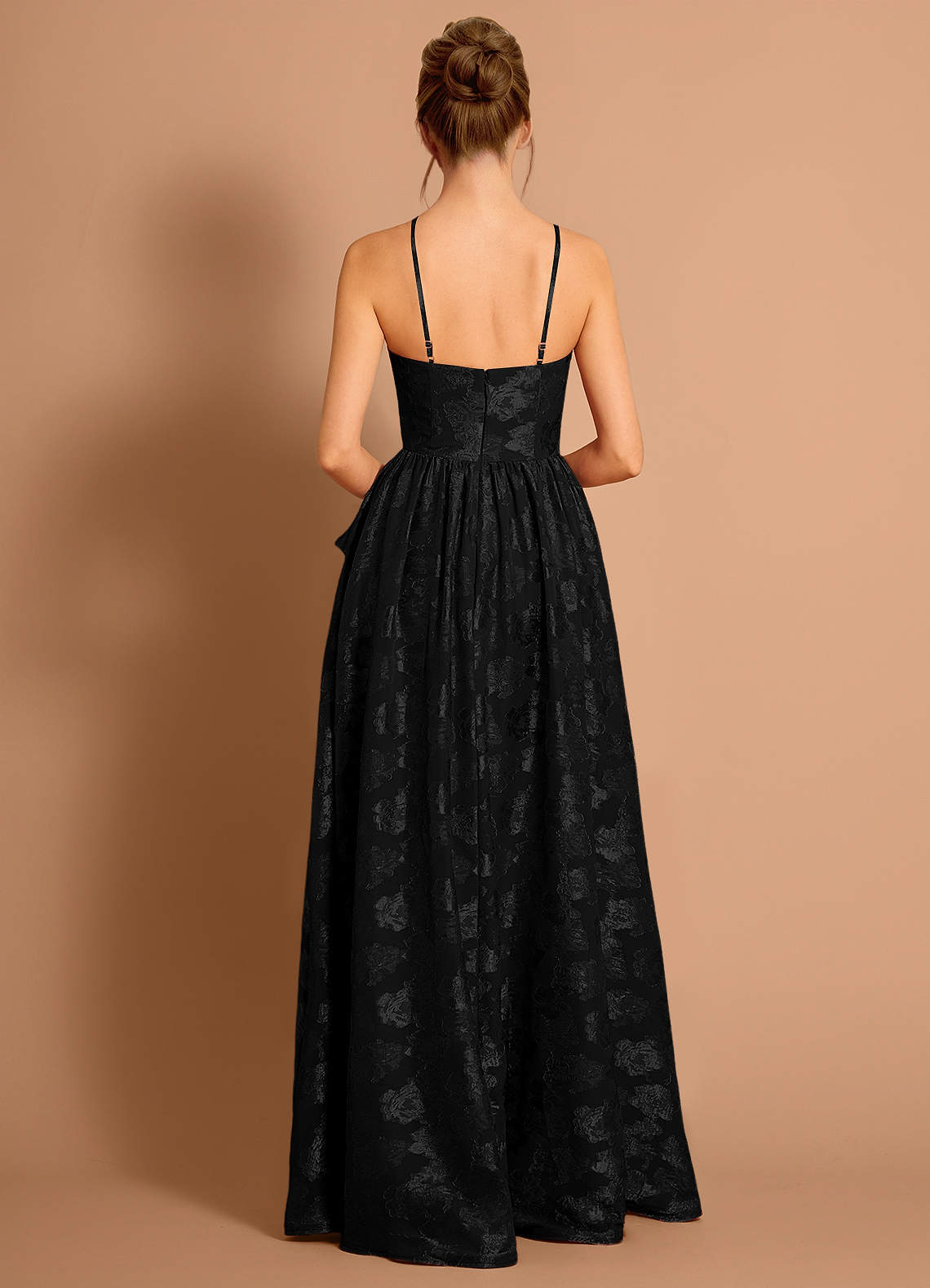 knee length dresses for ladies Black Halter Maxi Dress — Cross-Back & High Slit main image 1