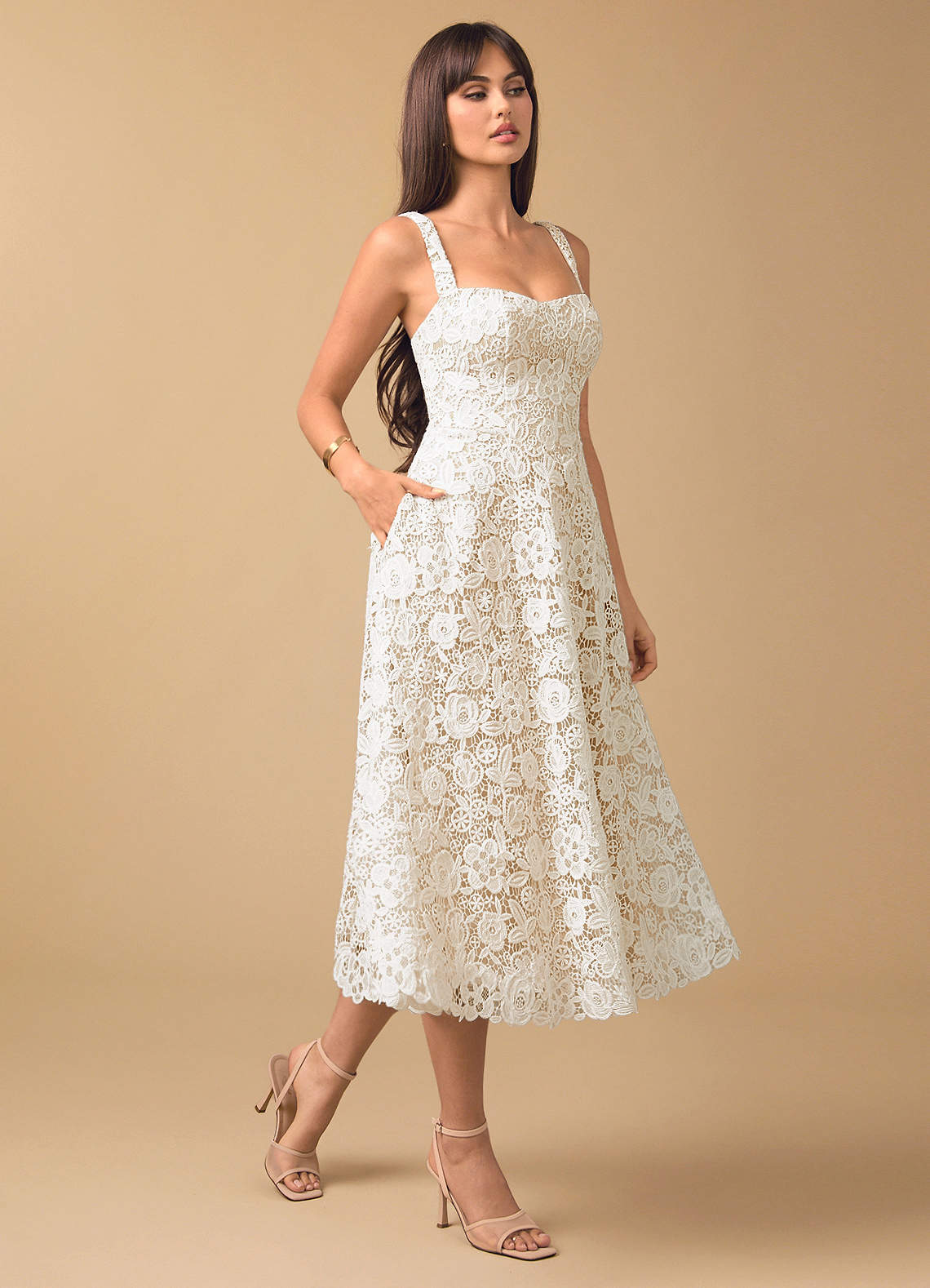 Elisa White Lace Midi Dress image5