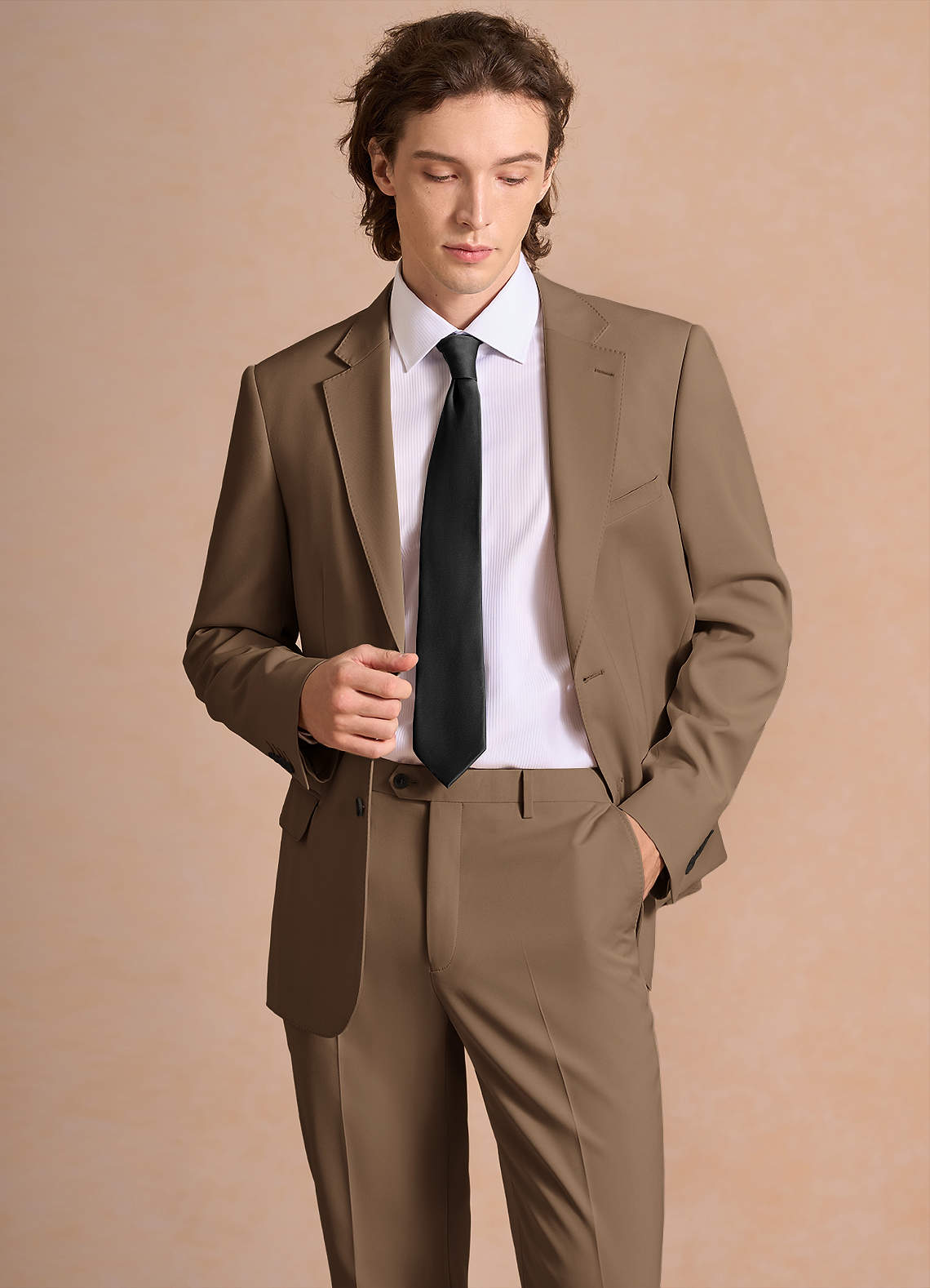 James Truffle Structured Stretch Suit Jacket | Classic Long Suit